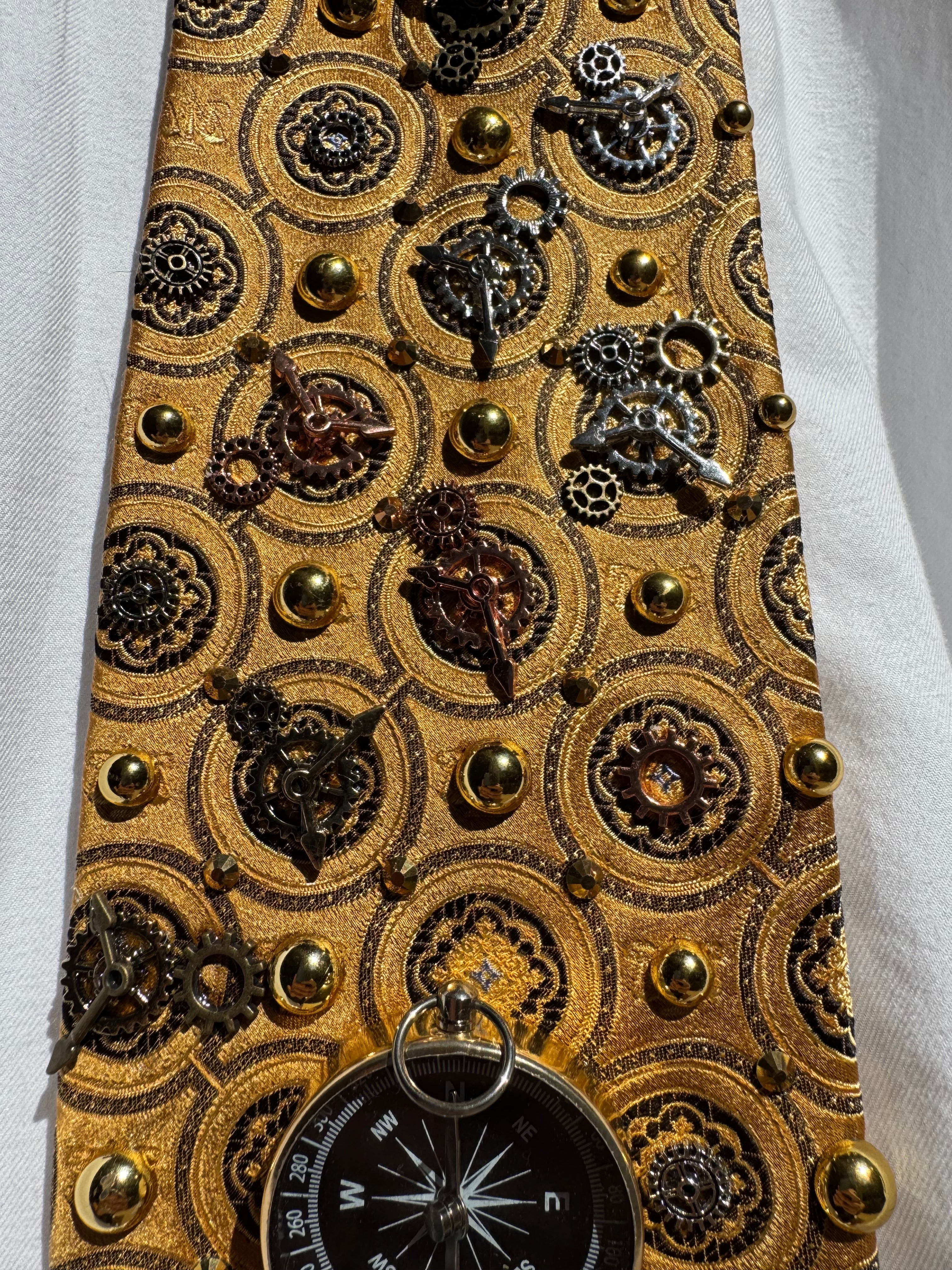 Gold Gears and Compass Exploration Royalty Tie
