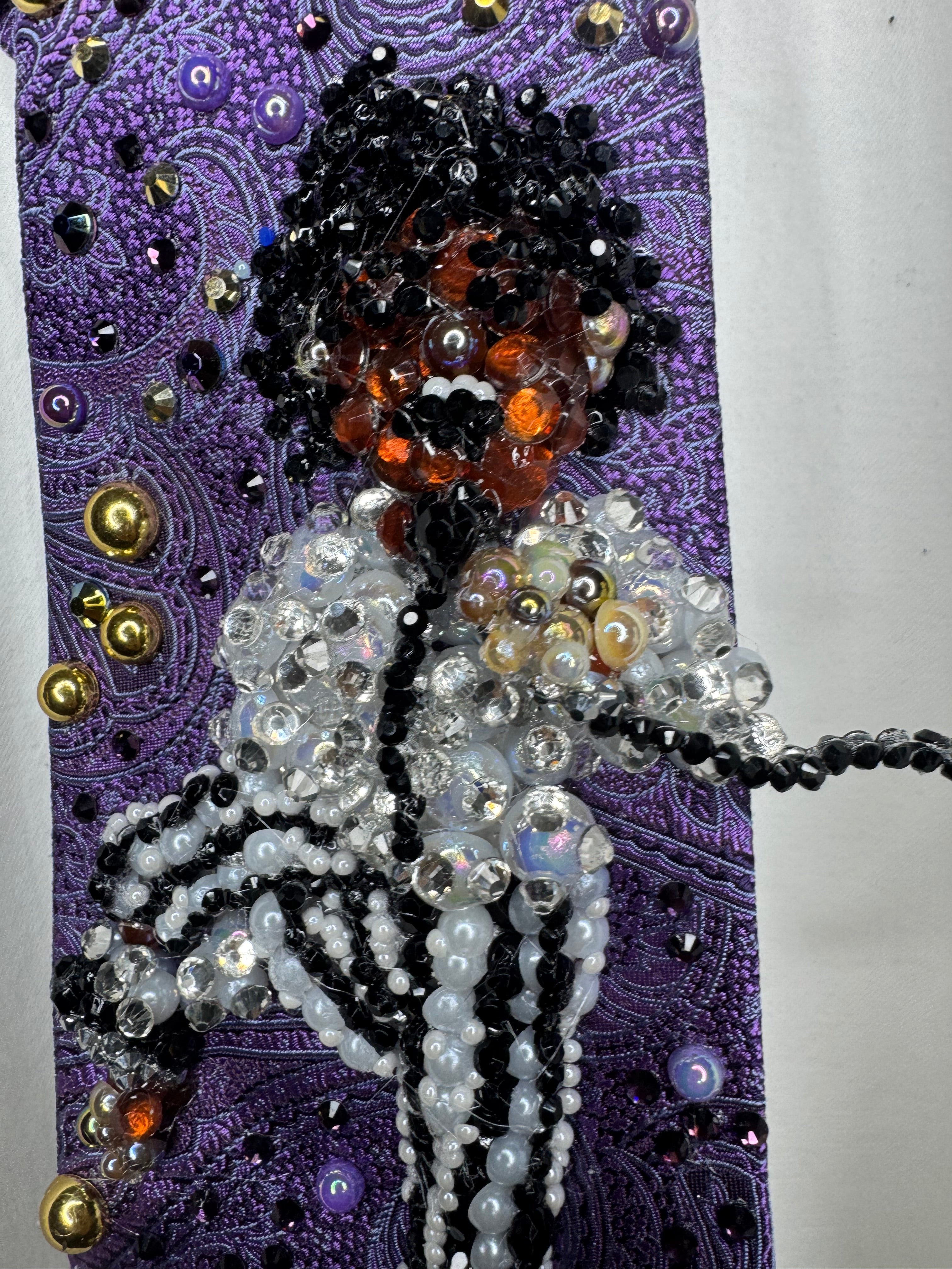 Purple Paisley Michael Jackson Kicking Leg Holding Mic Pose Striped Pants Victory Tour 1984 Tie