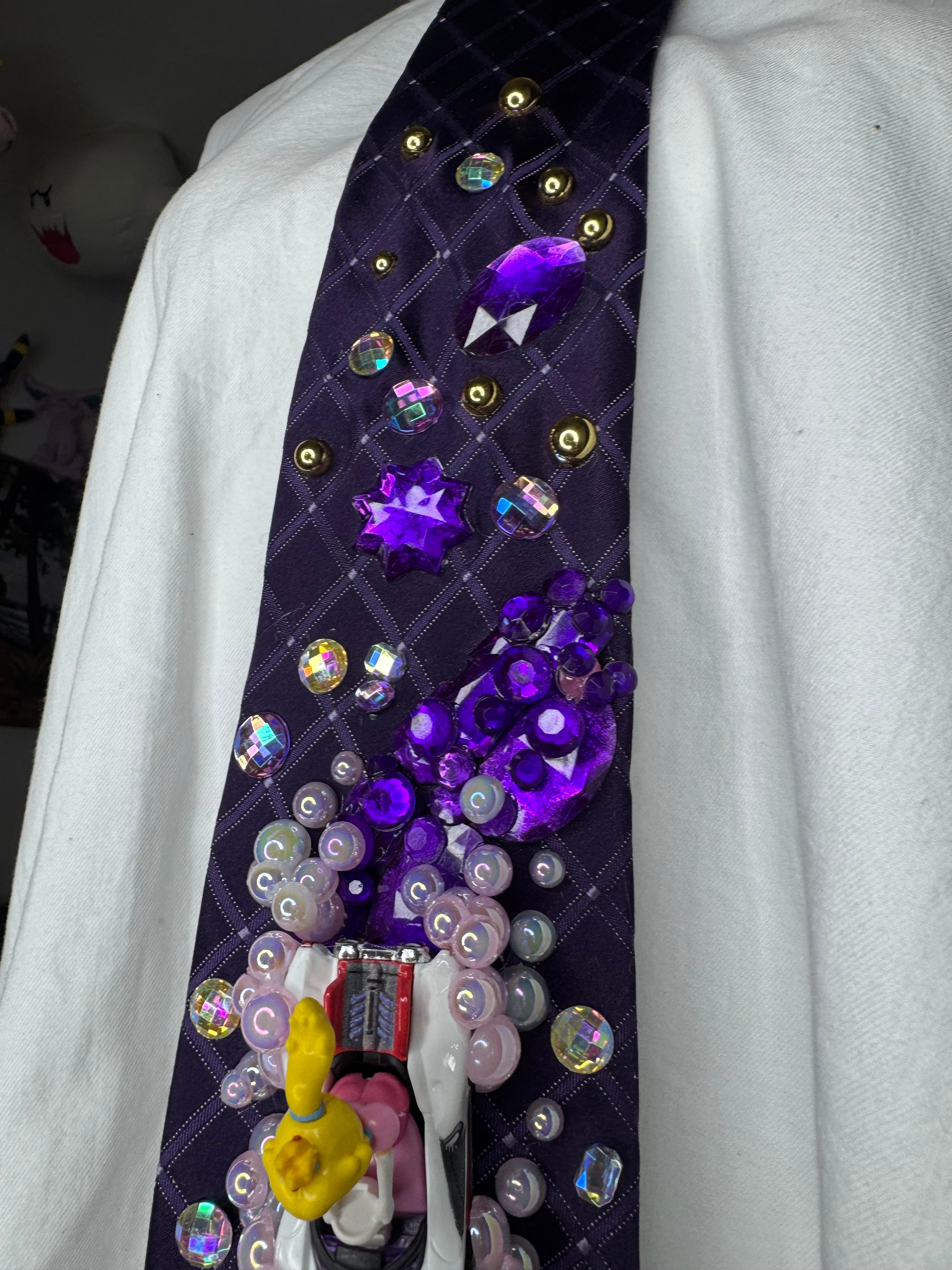 Purple Princess Peach Throwing Blue Shell on Indigo Road 200cc Mario Kart Tie