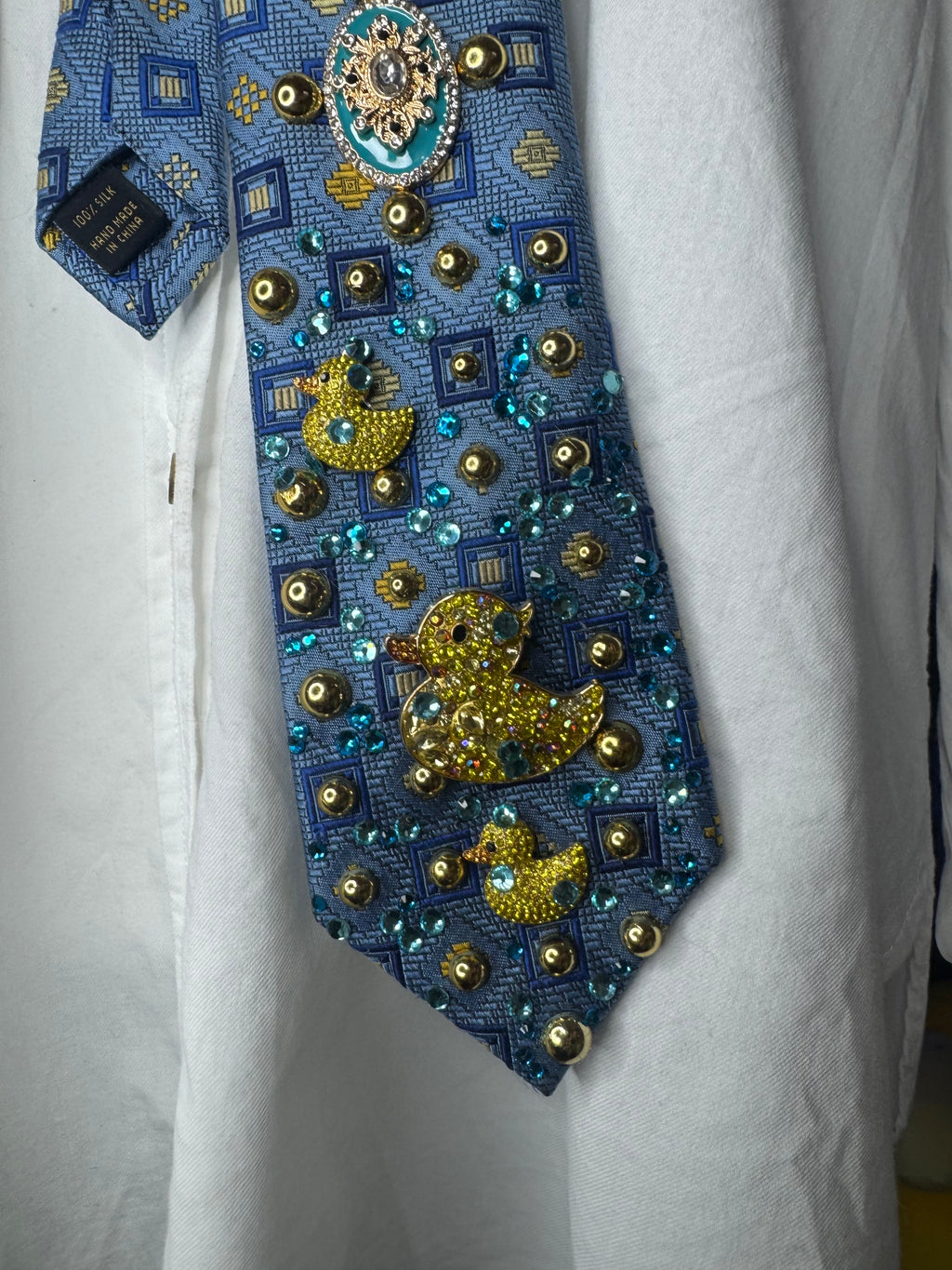 Blue Tropical Treasure Box of Diamond Ducks Royalty Tie