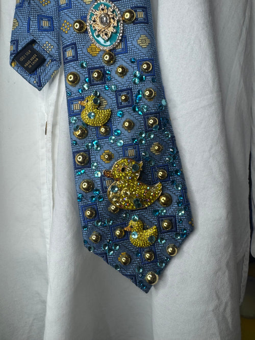 Blue Tropical Treasure Box of Diamond Ducks Royalty Tie
