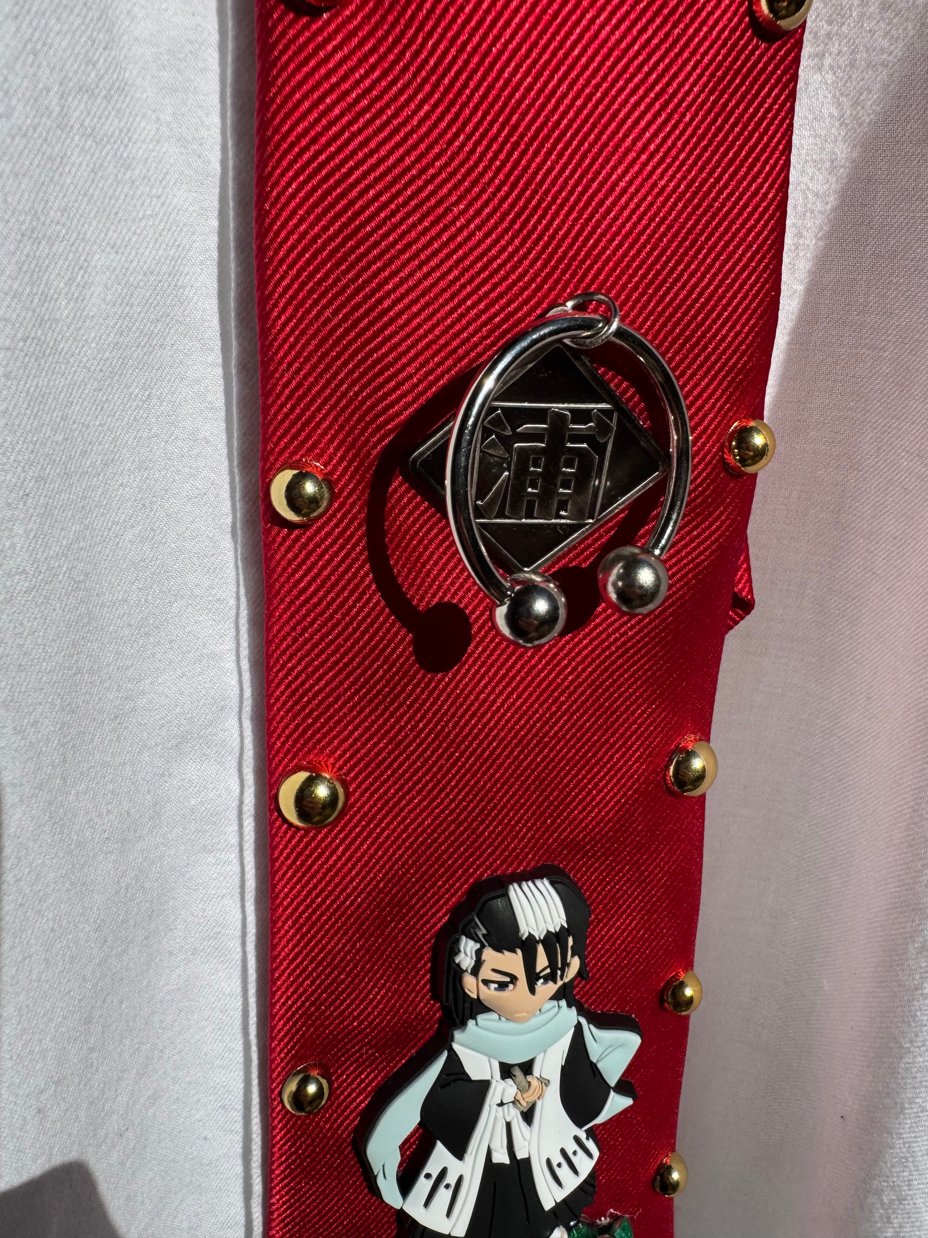 Red Byakuya Kuchiki Over Waterfall Bleach Anime Tie
