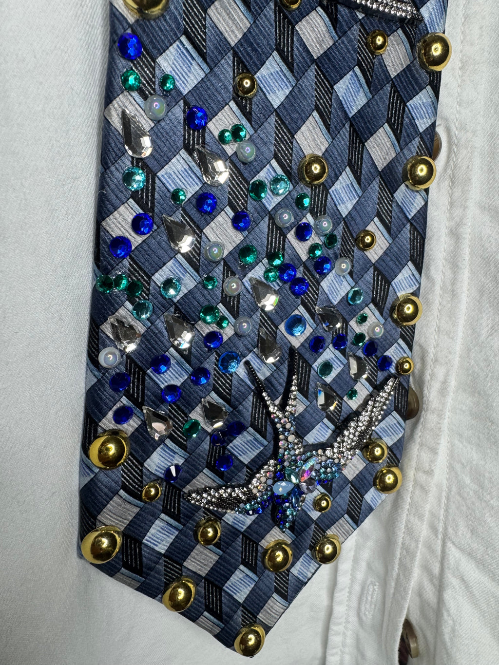 Navy Blue Twin Blue Jays Leaving Stardust Nature Royalty Tie