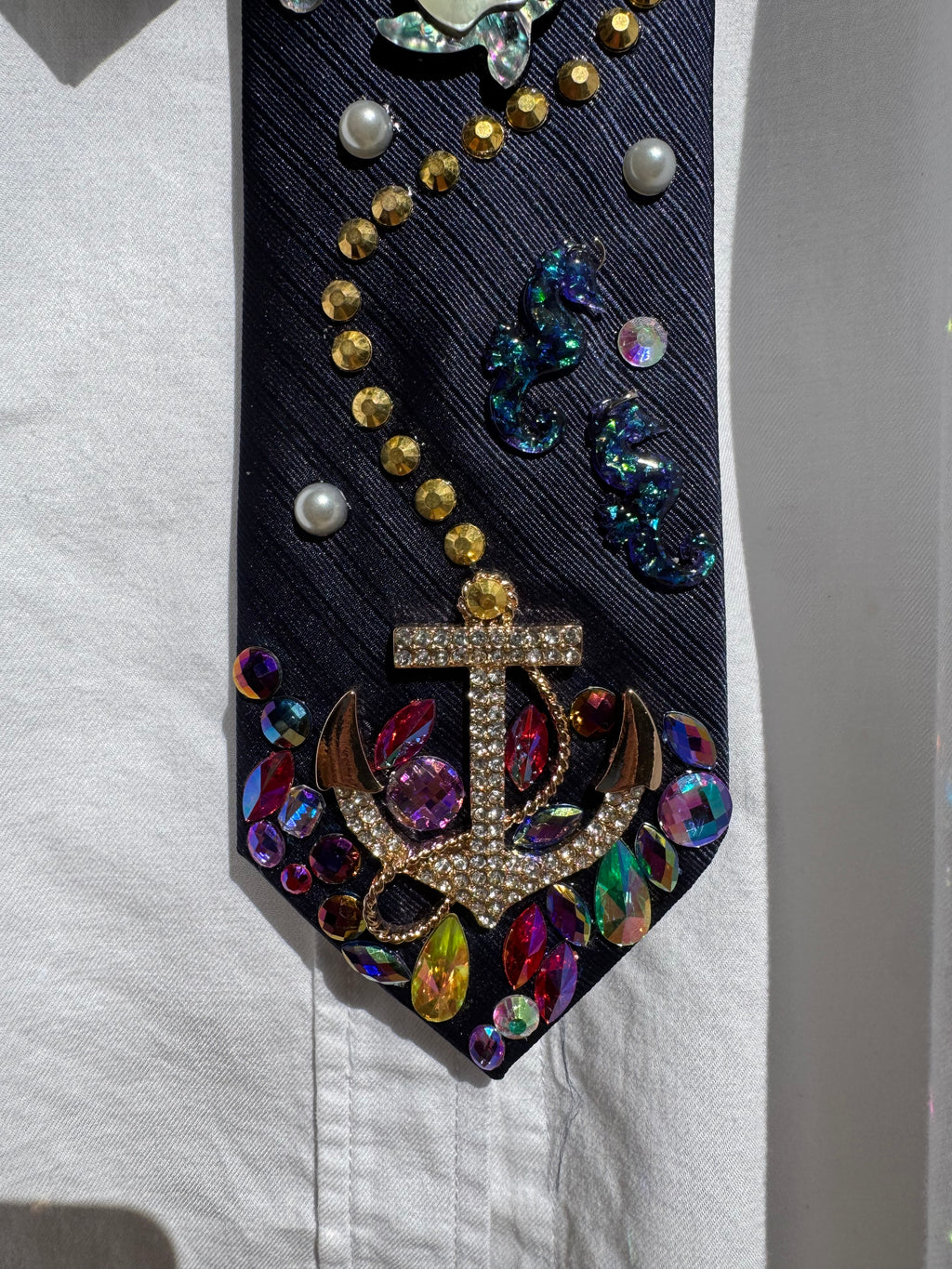 Navy Blue Anchored Jackpot Nautical Royalty Tie