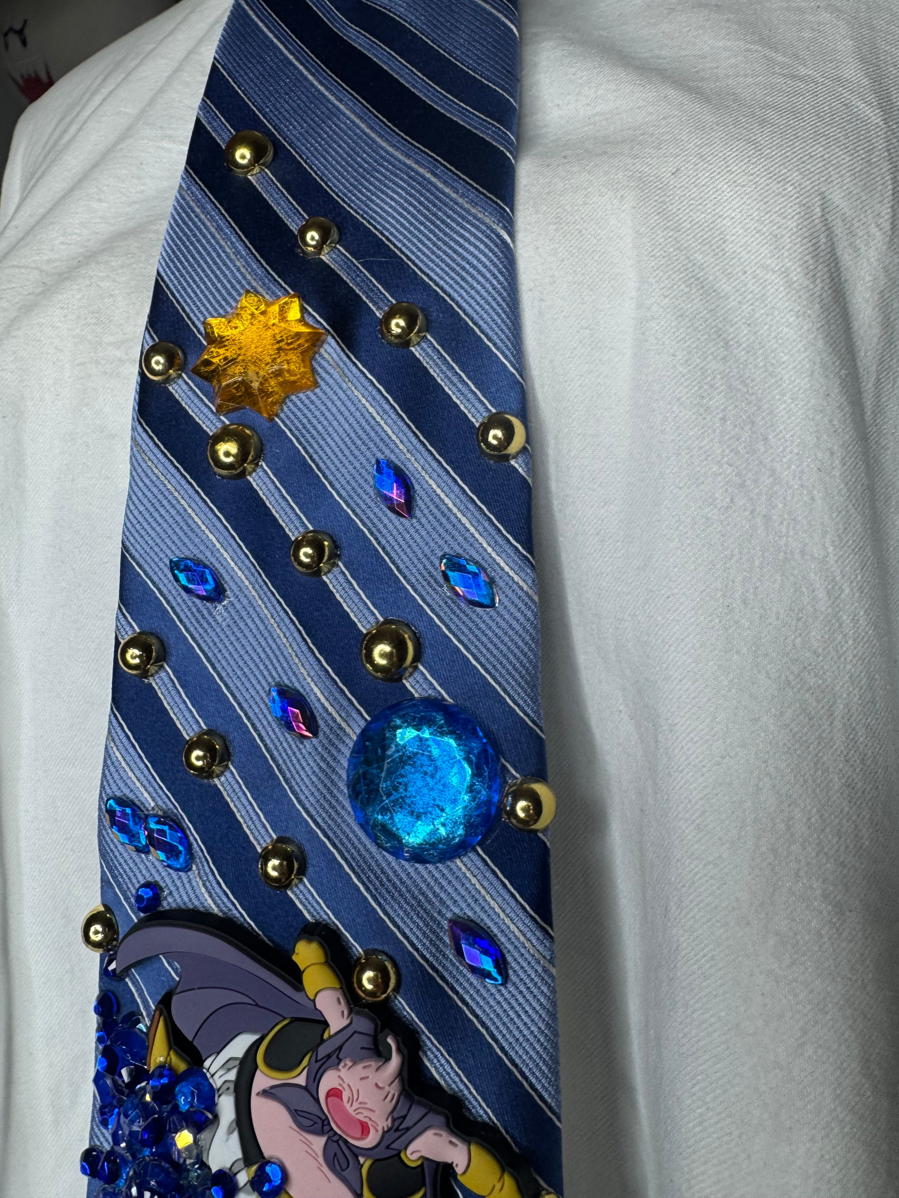 Blue Striped Majin Buu Jumping in Water Dragon Ball Z Tie