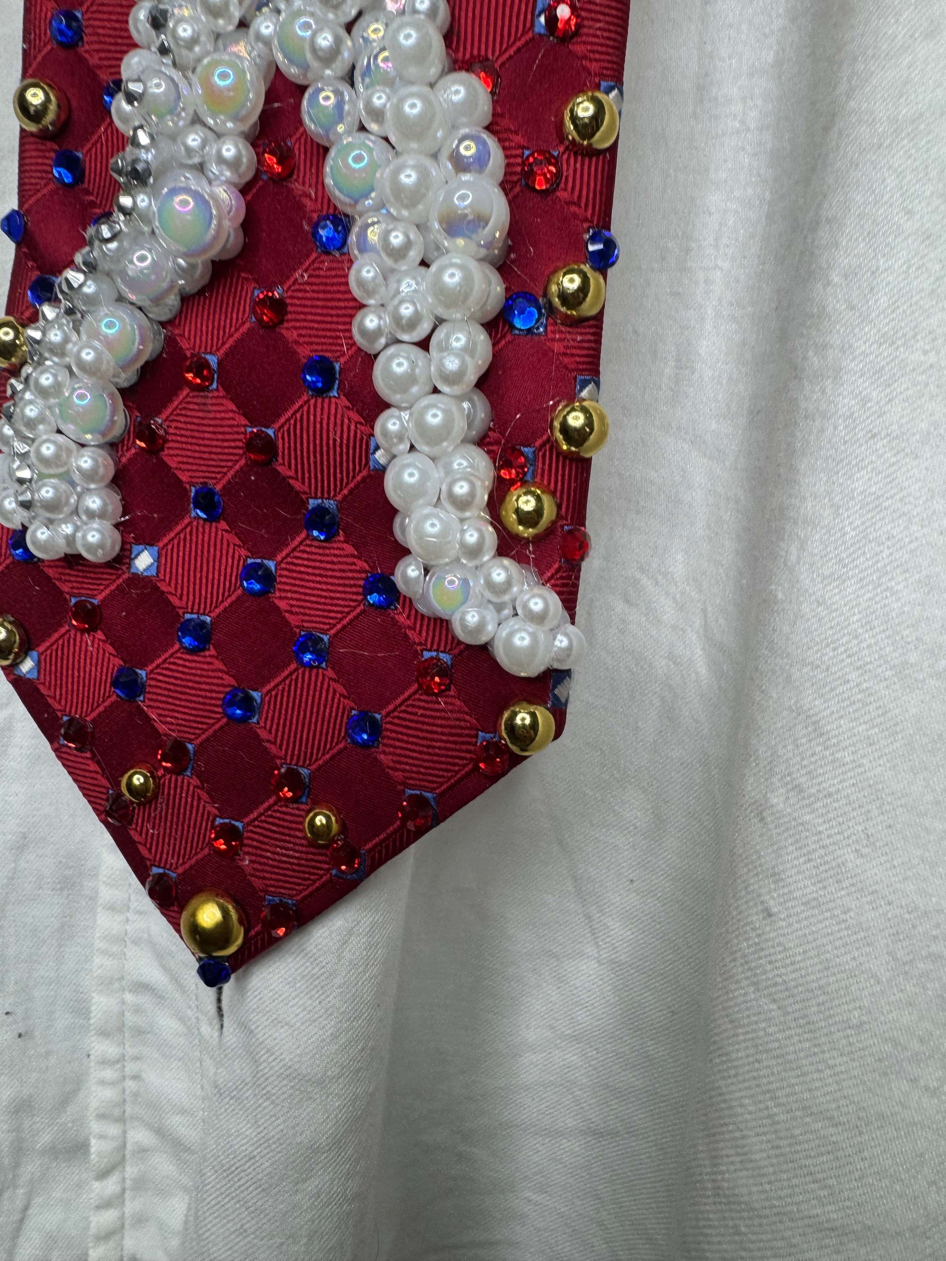 Red Michael Jackson Hitting Hand Over Head and Chest Move in Captain EO Movie Tie