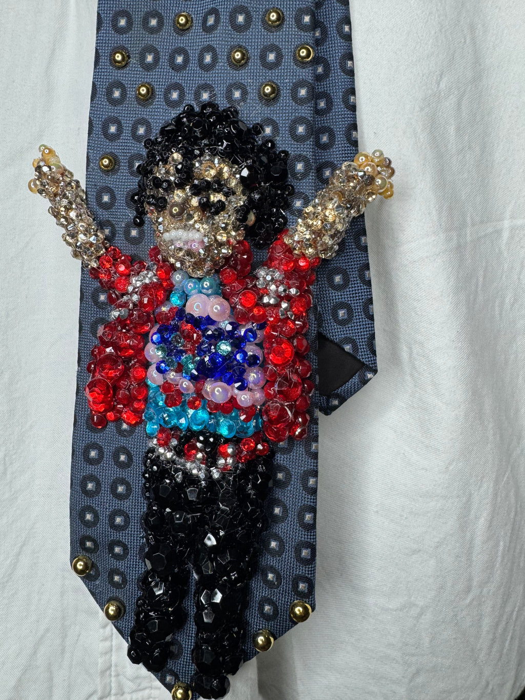 Navy Blue Michael Jackson Arm Swing in the Air Move For Beat It Music Video Tie