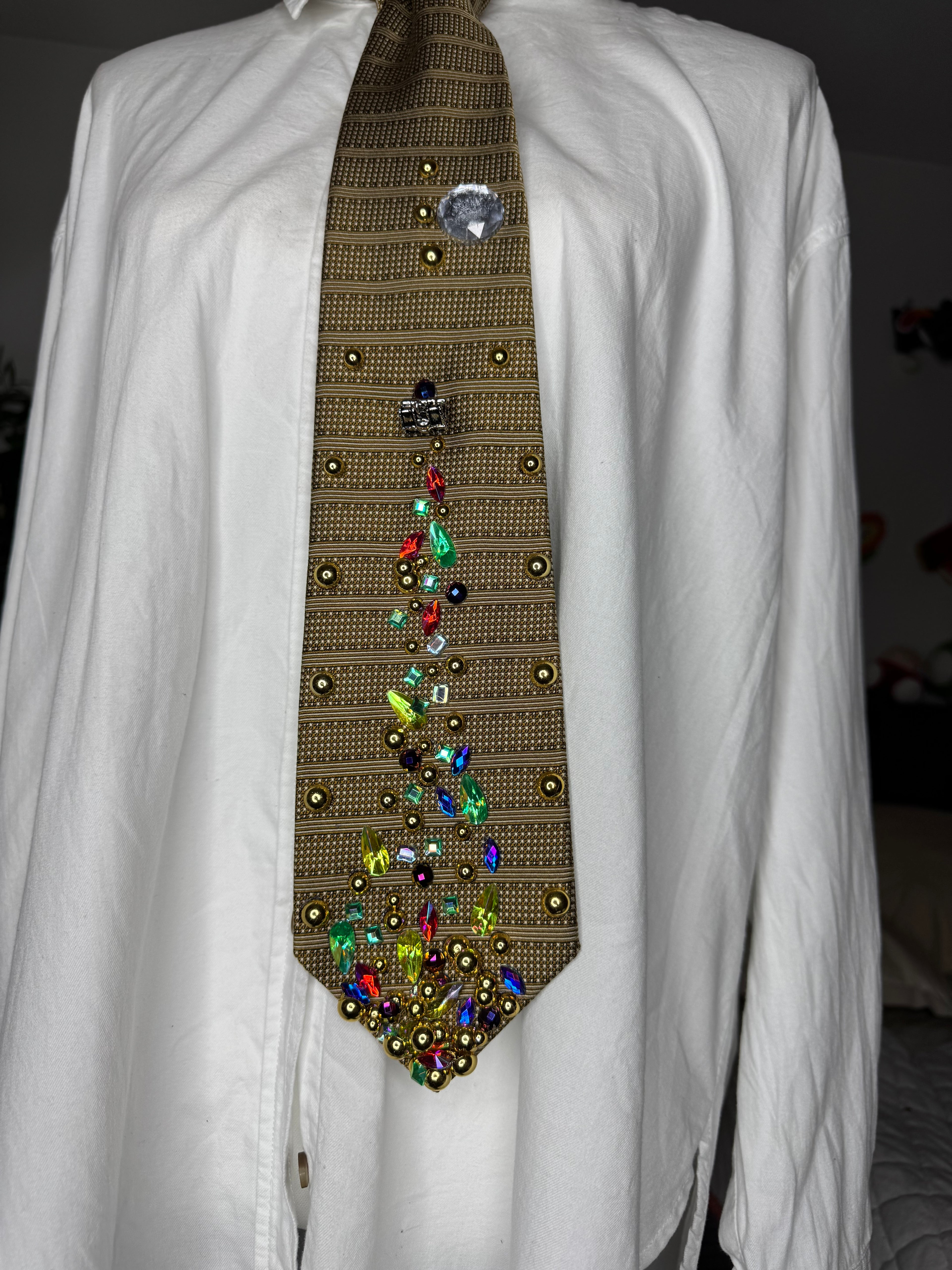 Gold Treasure Box Spilling Jewels Royalty Tie