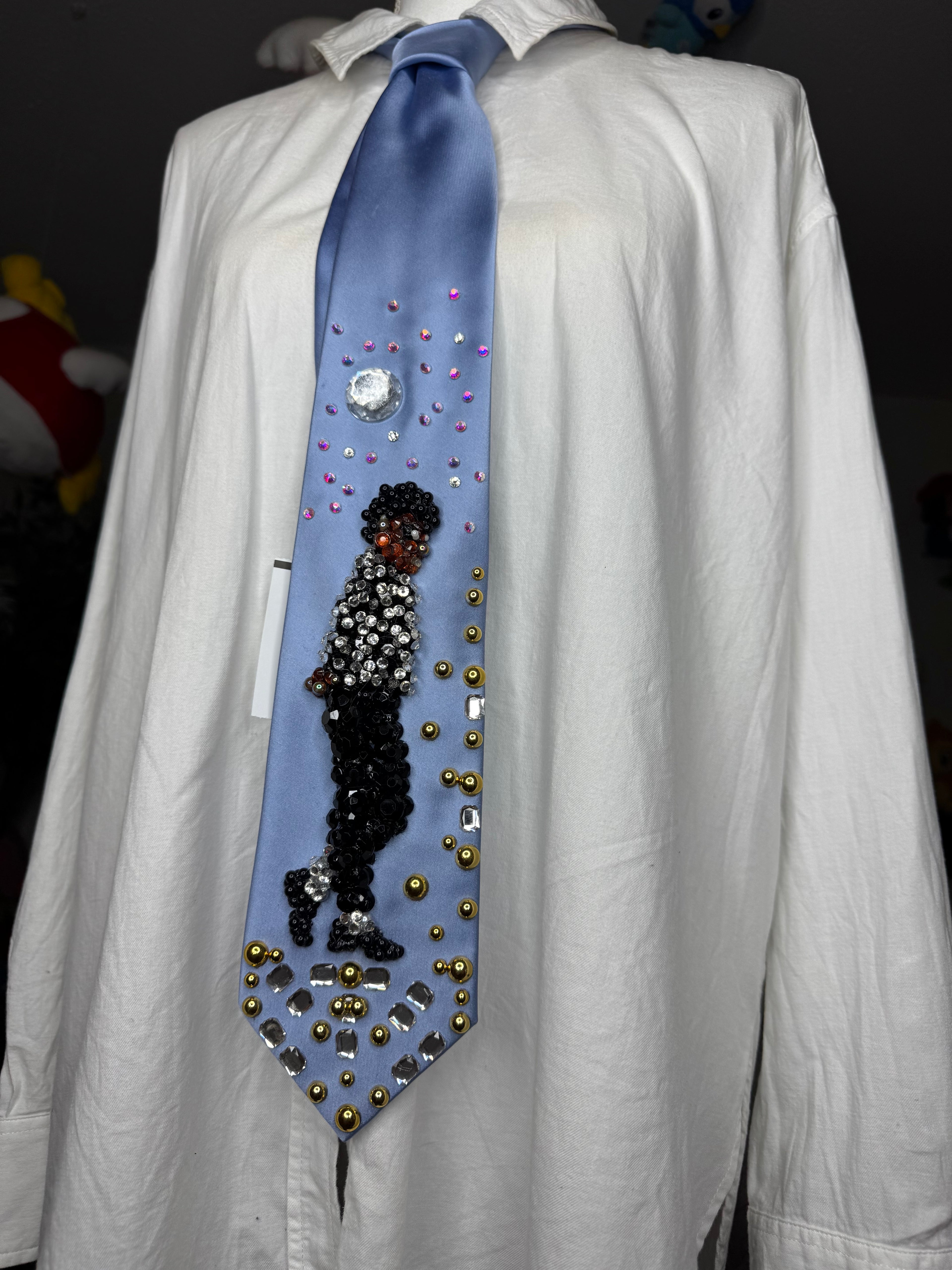 Sky Blue Silk Michael Jackson Hitting Moonwalk Motown 25 Billie Jean 1984 Tie