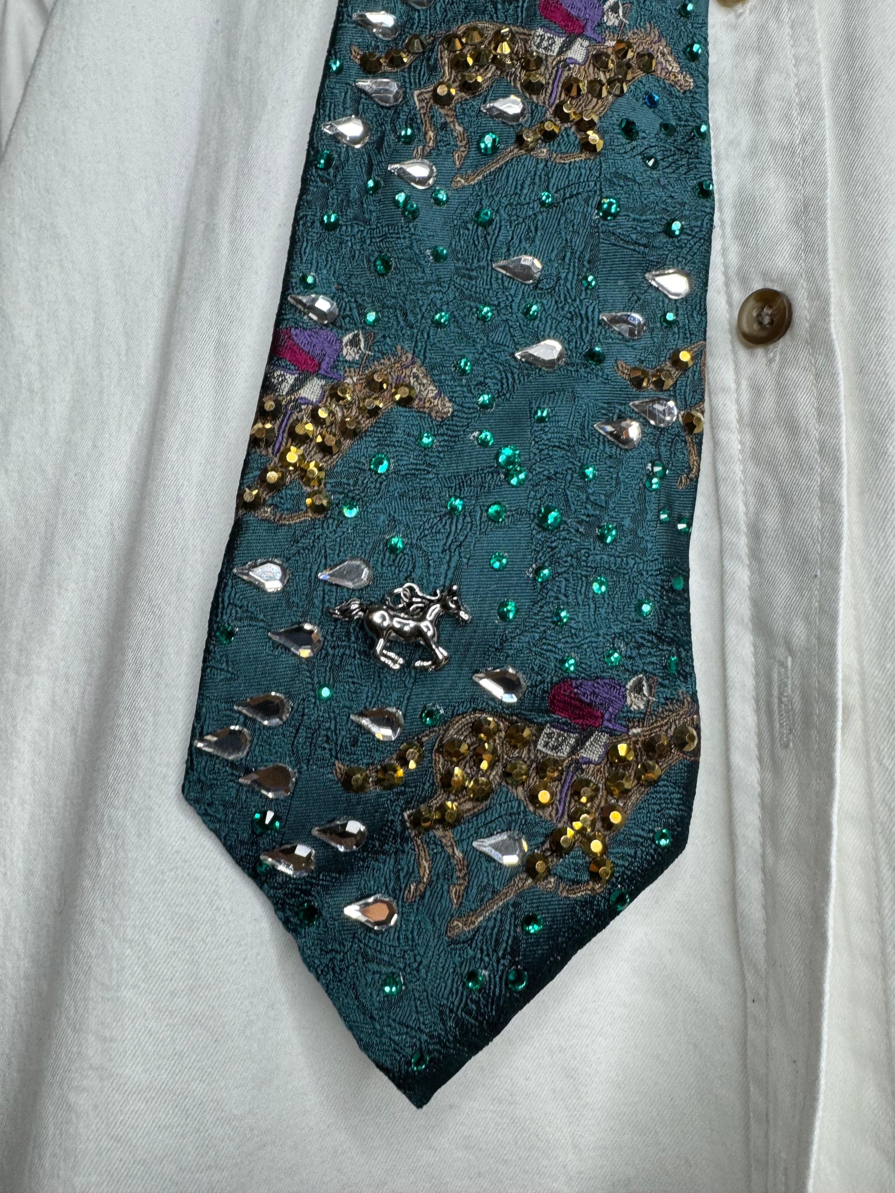 Dark Turquoise Kentucky Dirby Royalty Tie