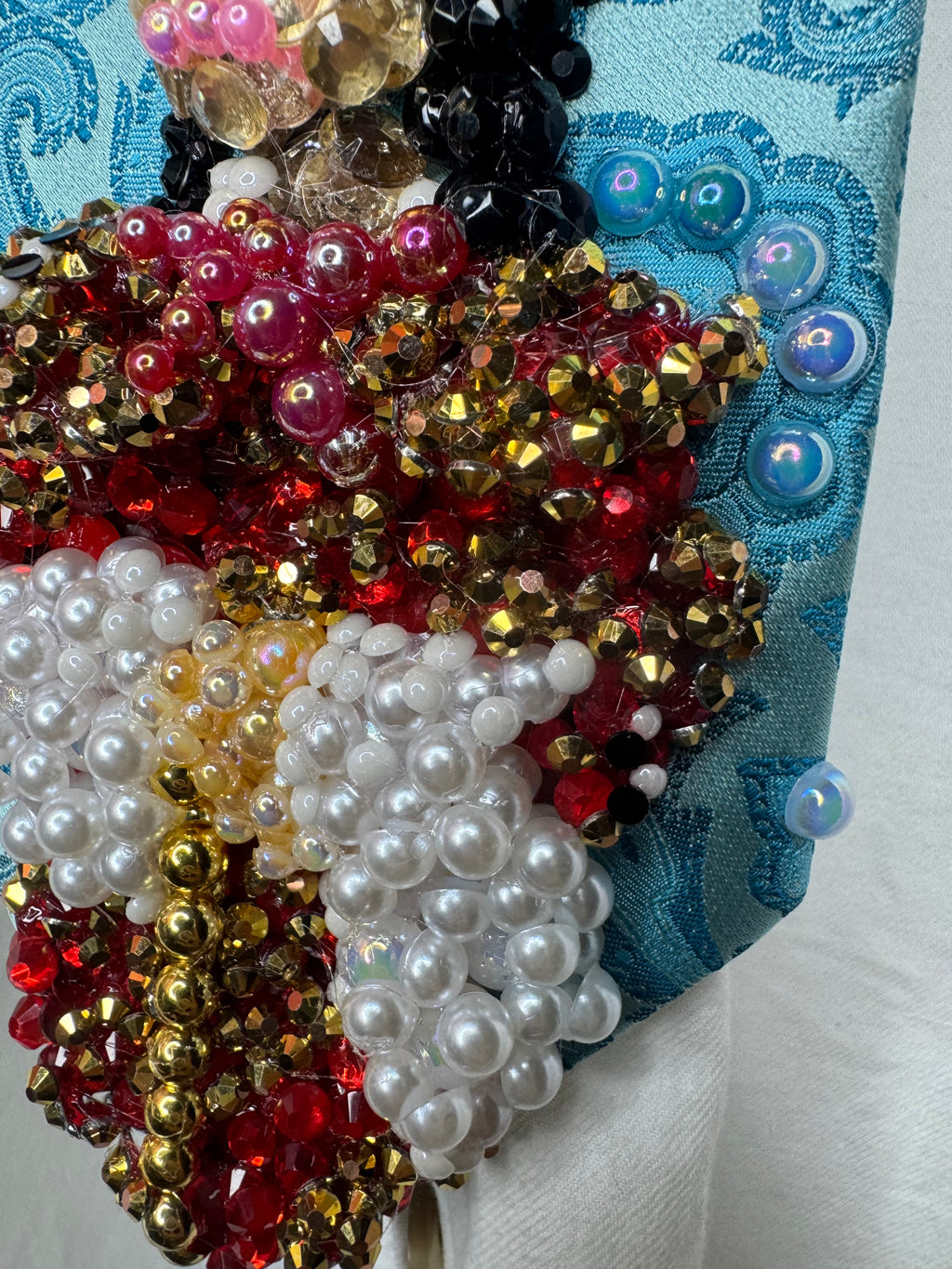 Light Blue Paisley Michael Jackson in Red and Gold Chinese Royalty Outfit During His China Tour Bad Era Tie