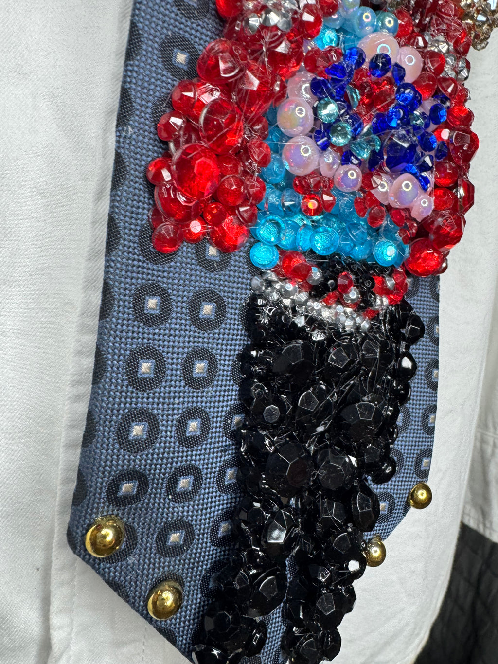 Navy Blue Michael Jackson Arm Swing in the Air Move For Beat It Music Video Tie