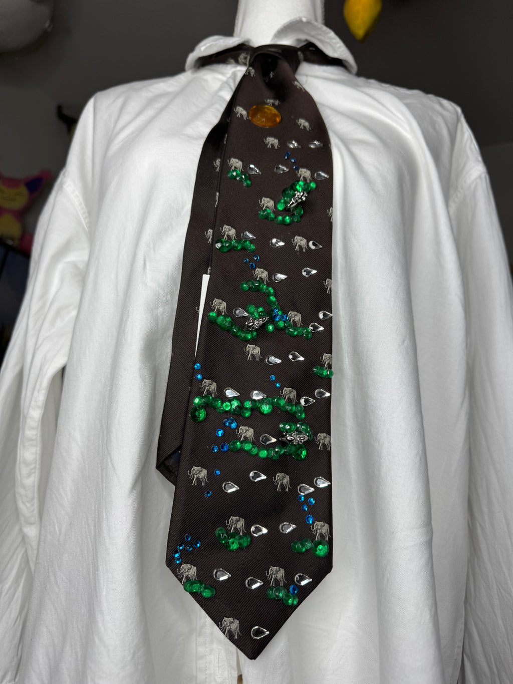 Brown Family of Elephants Walking Through Nature Royalty Tie
