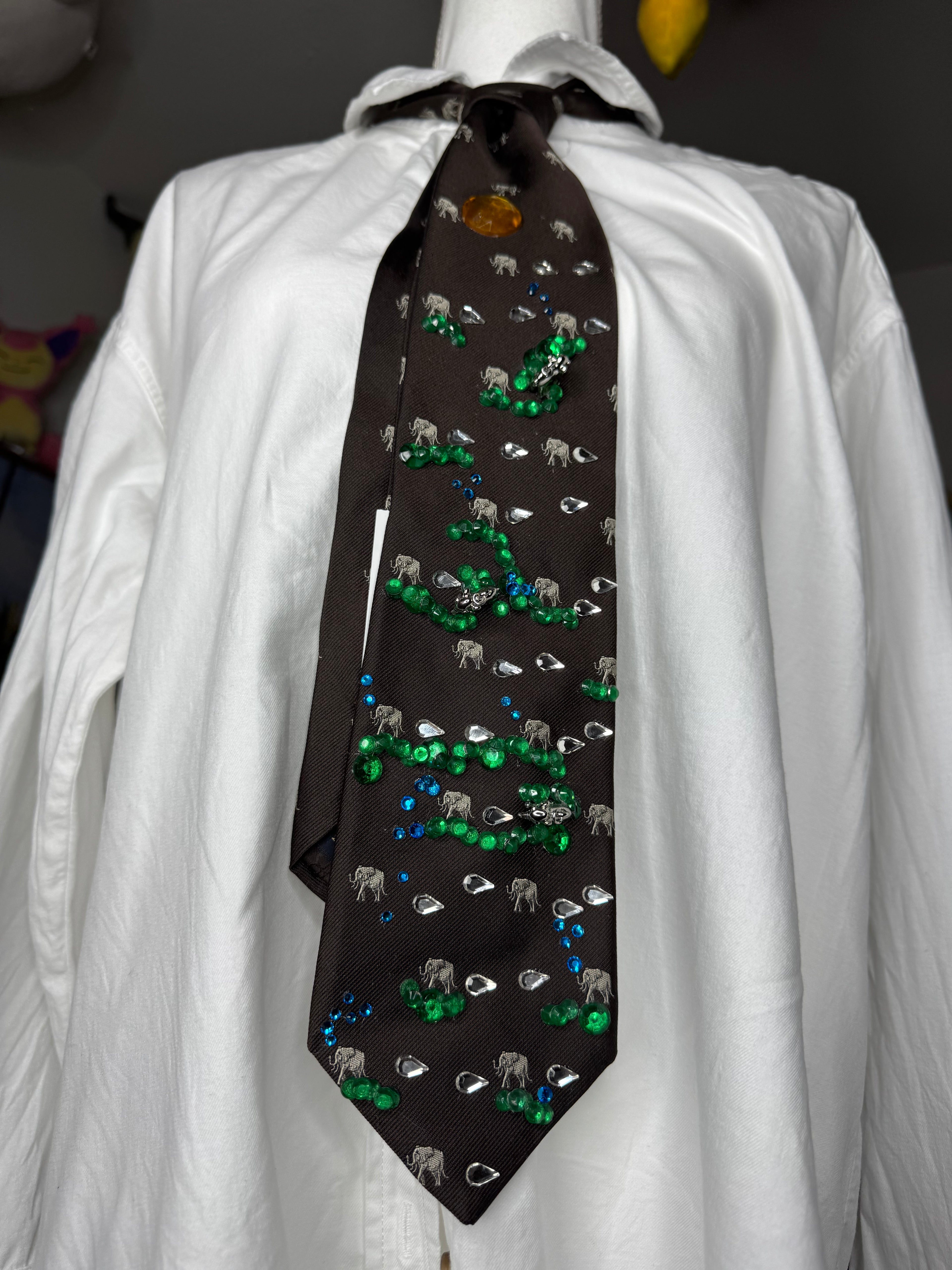 Brown Family of Elephants Walking Through Nature Royalty Tie
