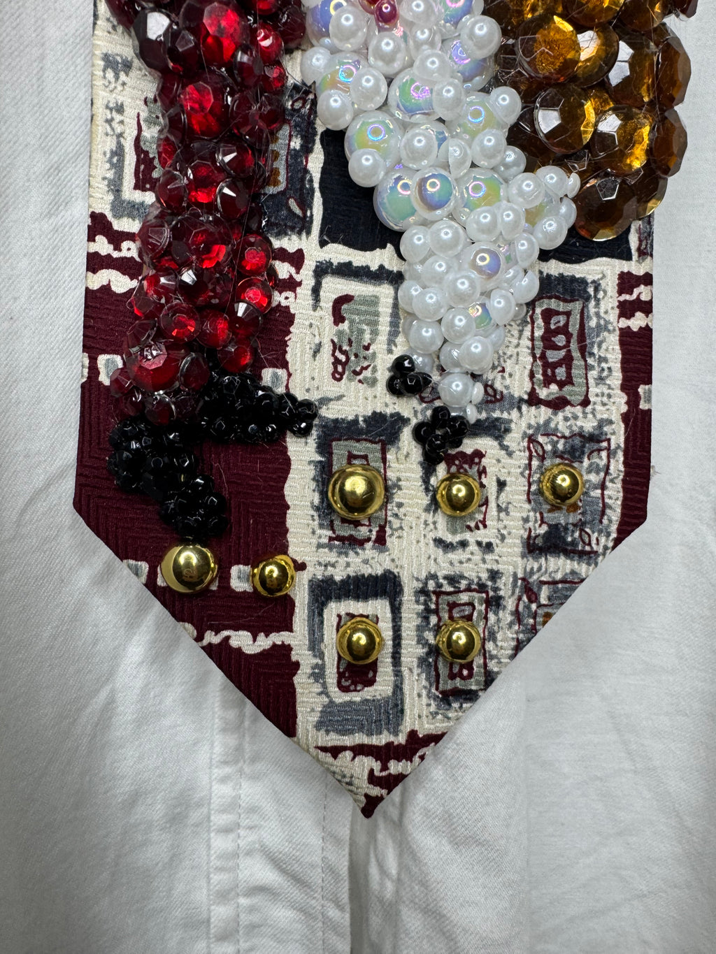 Burgundy and White Michael Jackson With His Exotic Pet Llama Louie Tie