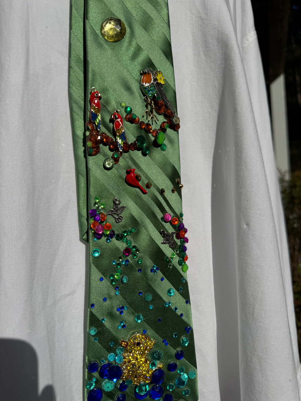 Green Variety Of Birds Nature Royalty Tie