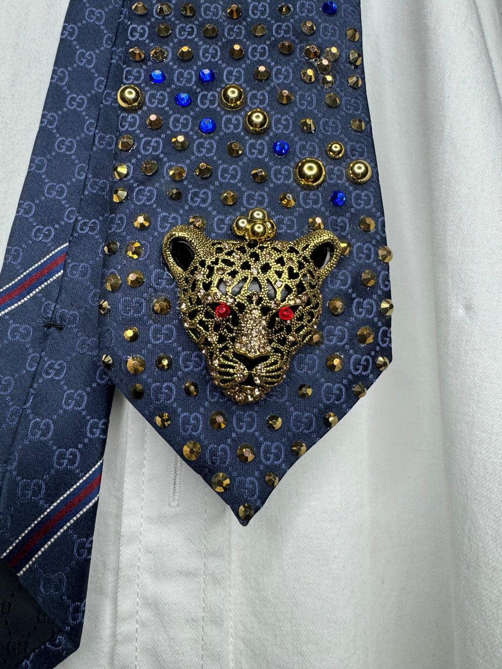 Navy Blue Mad Jaguar Double G High Class Royalty Tie