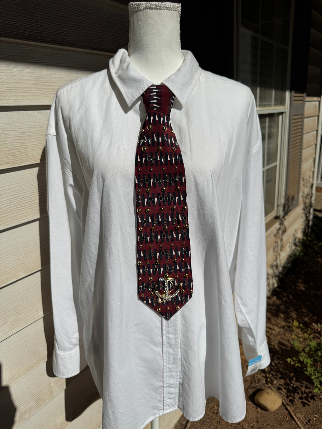 Burgundy Mini Sailor Ships Anchored Nautical Tie