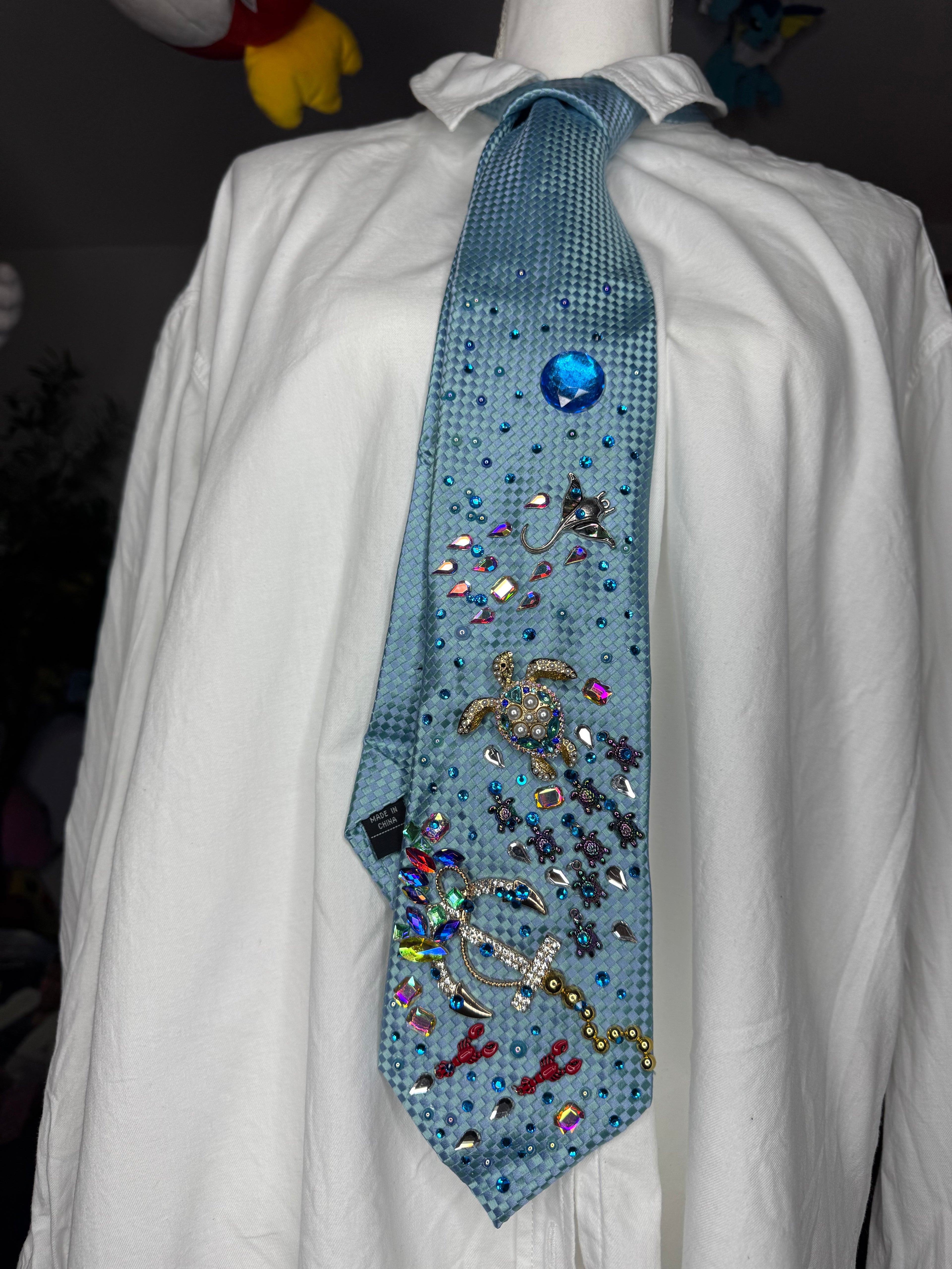Light Blue Anchored Ocean Floor Aqautic Royalty Tie