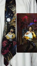 Multicolored Marbled Michael Jackson Throwing Shirt & Jacket Back in Come Together Music Video Tie