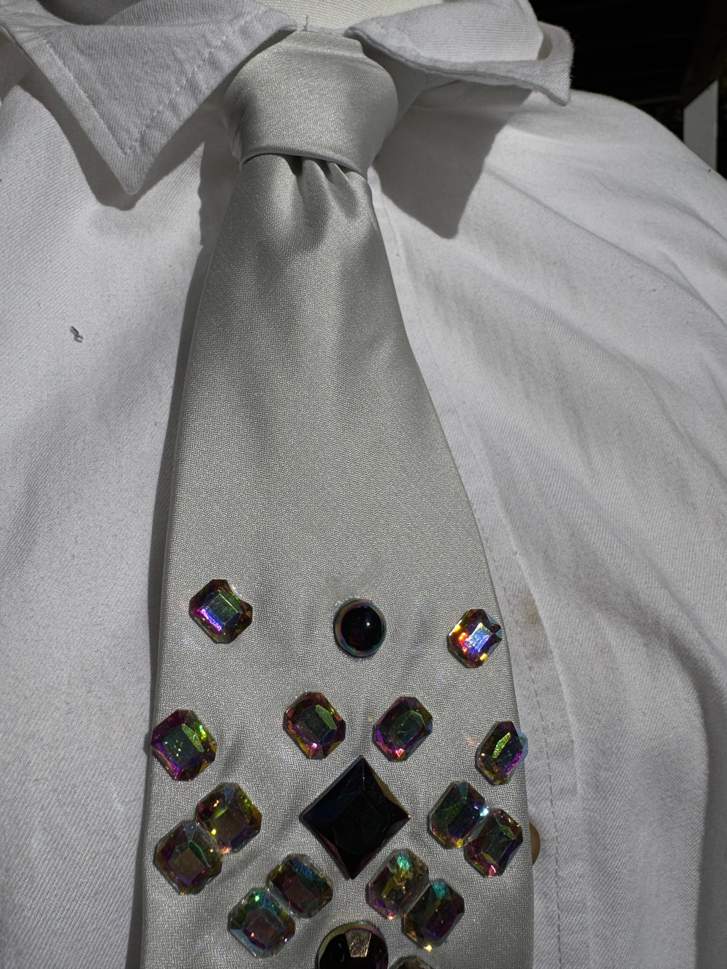 Silver Silk Iridescent Winter Hunger Games High Class Royalty Tie