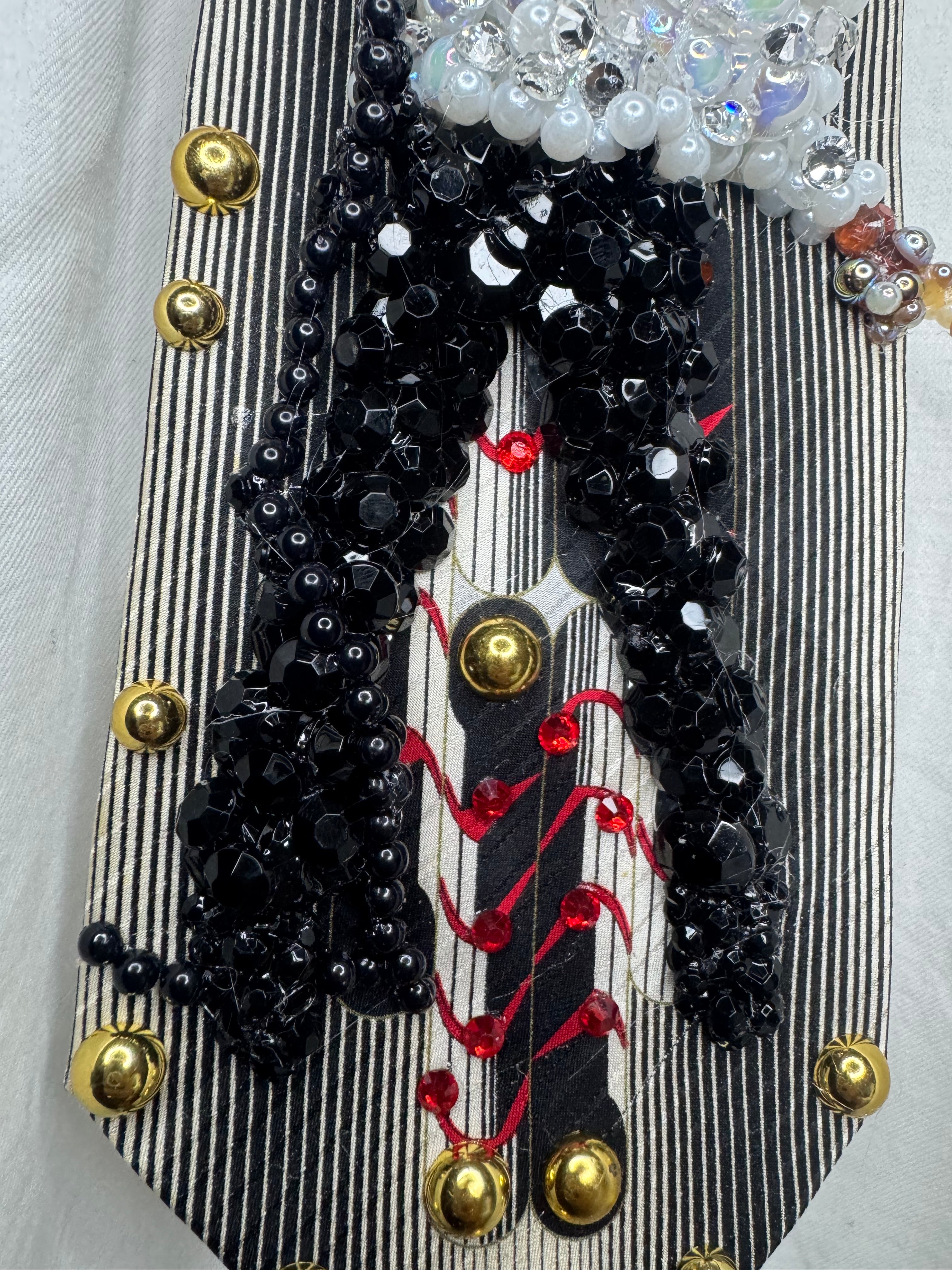 White and Black Michael Jackson Pointing Down Pose Destiny Tour 1979 Tie