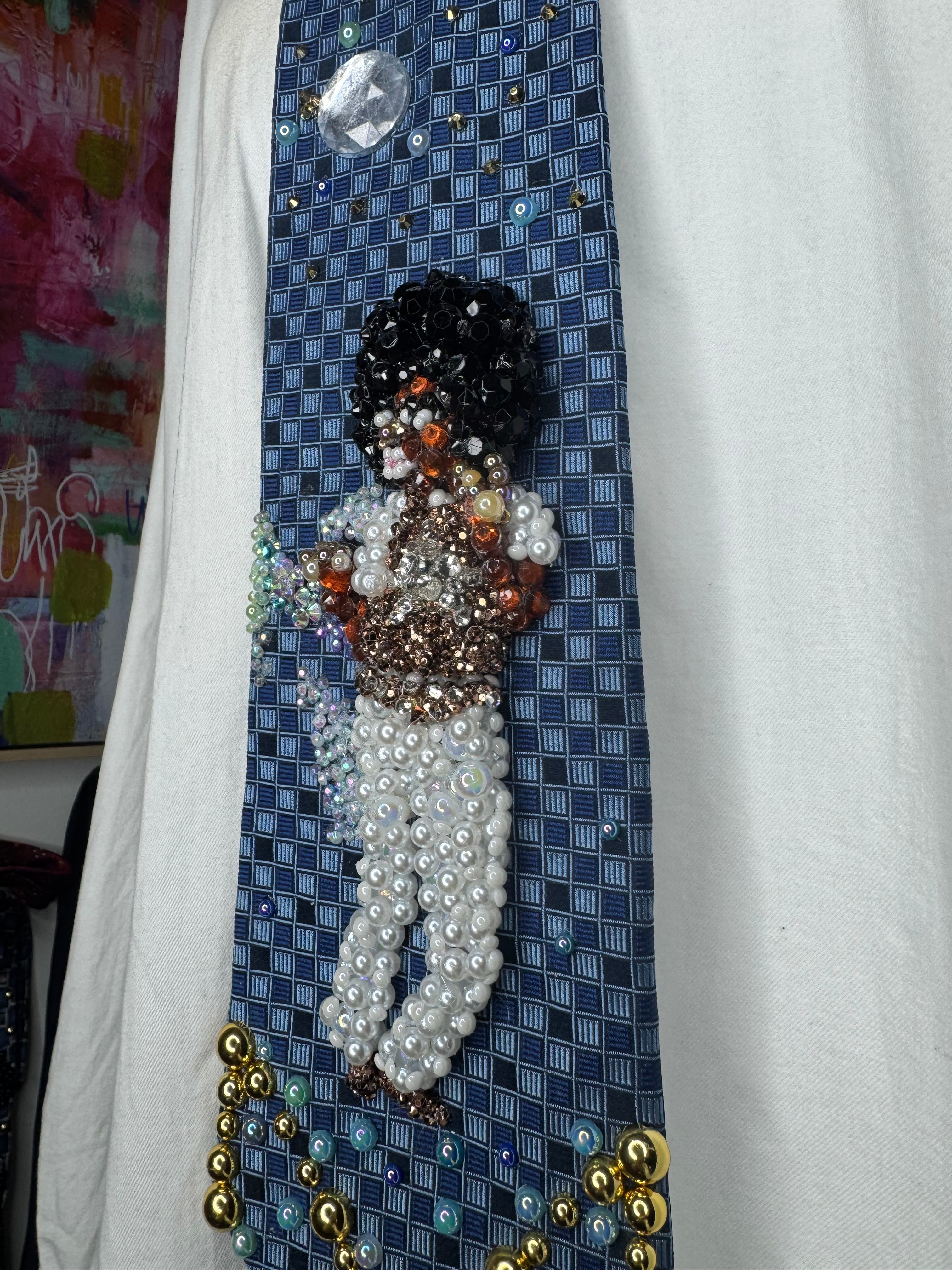 Navy Blue Michael Jackson Hitting Hip Swing Move in Blame it on the Boogie Music Video Tie