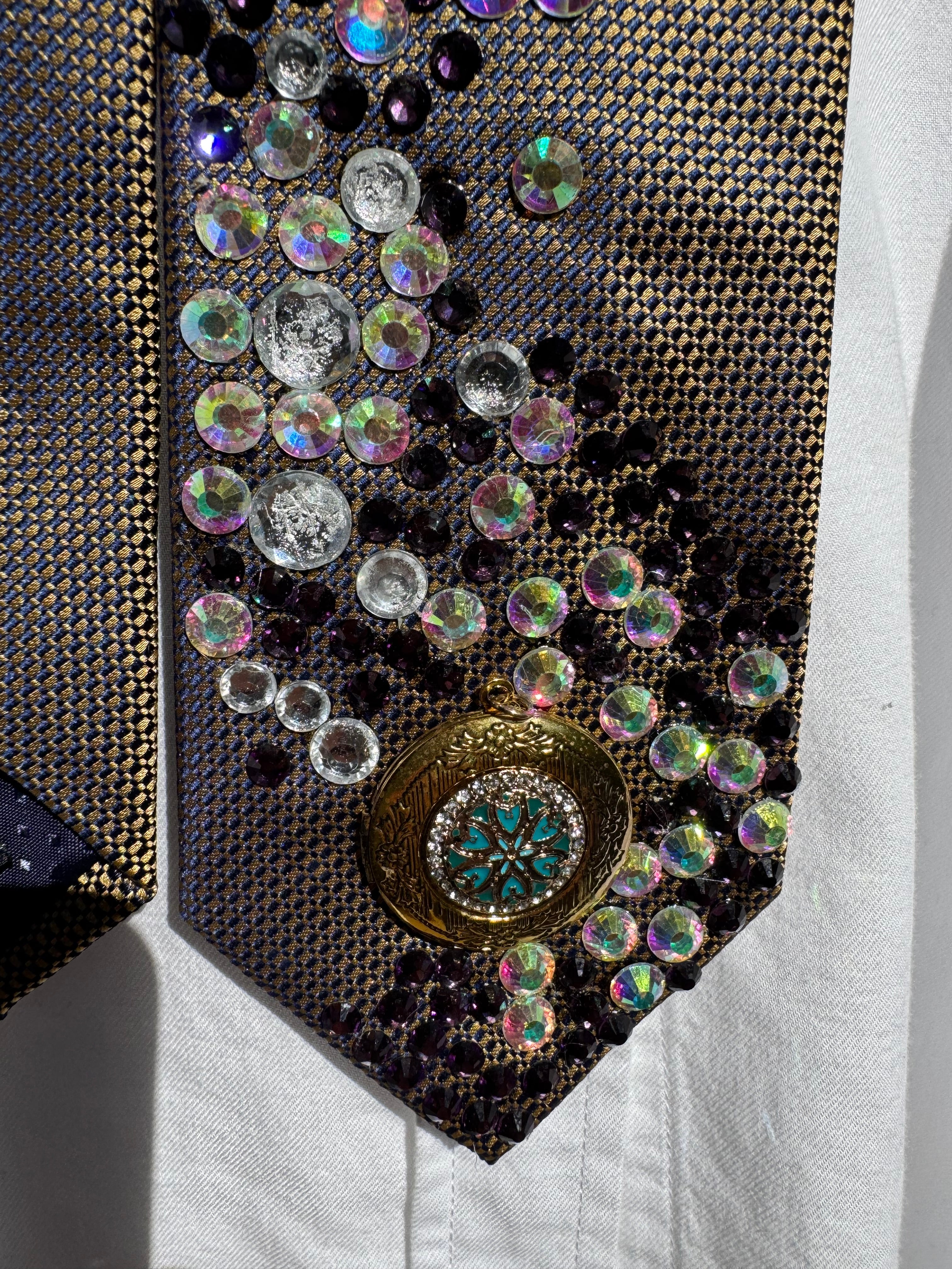 Gold Iridescent and Purple Aura High Class Royalty Tie