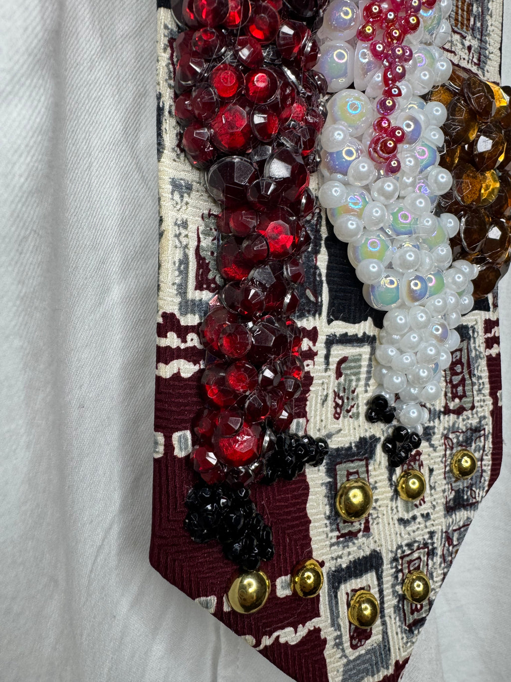 Burgundy and White Michael Jackson With His Exotic Pet Llama Louie Tie