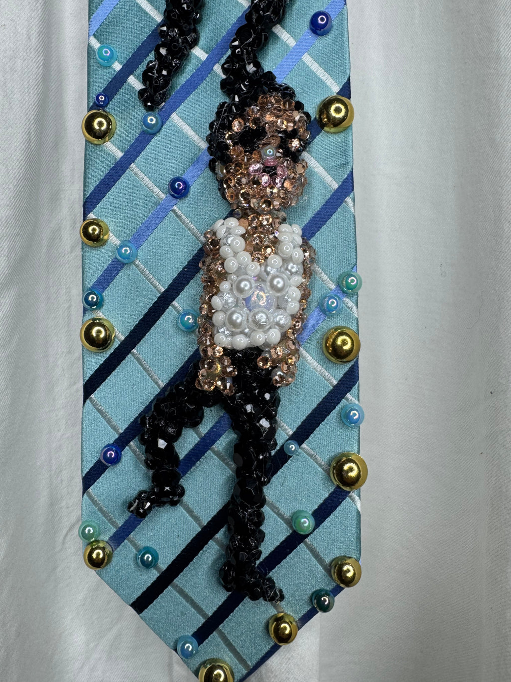Light Blue Striped Michael Jackson Double Dance Scene From In the Closet Music Video Tie