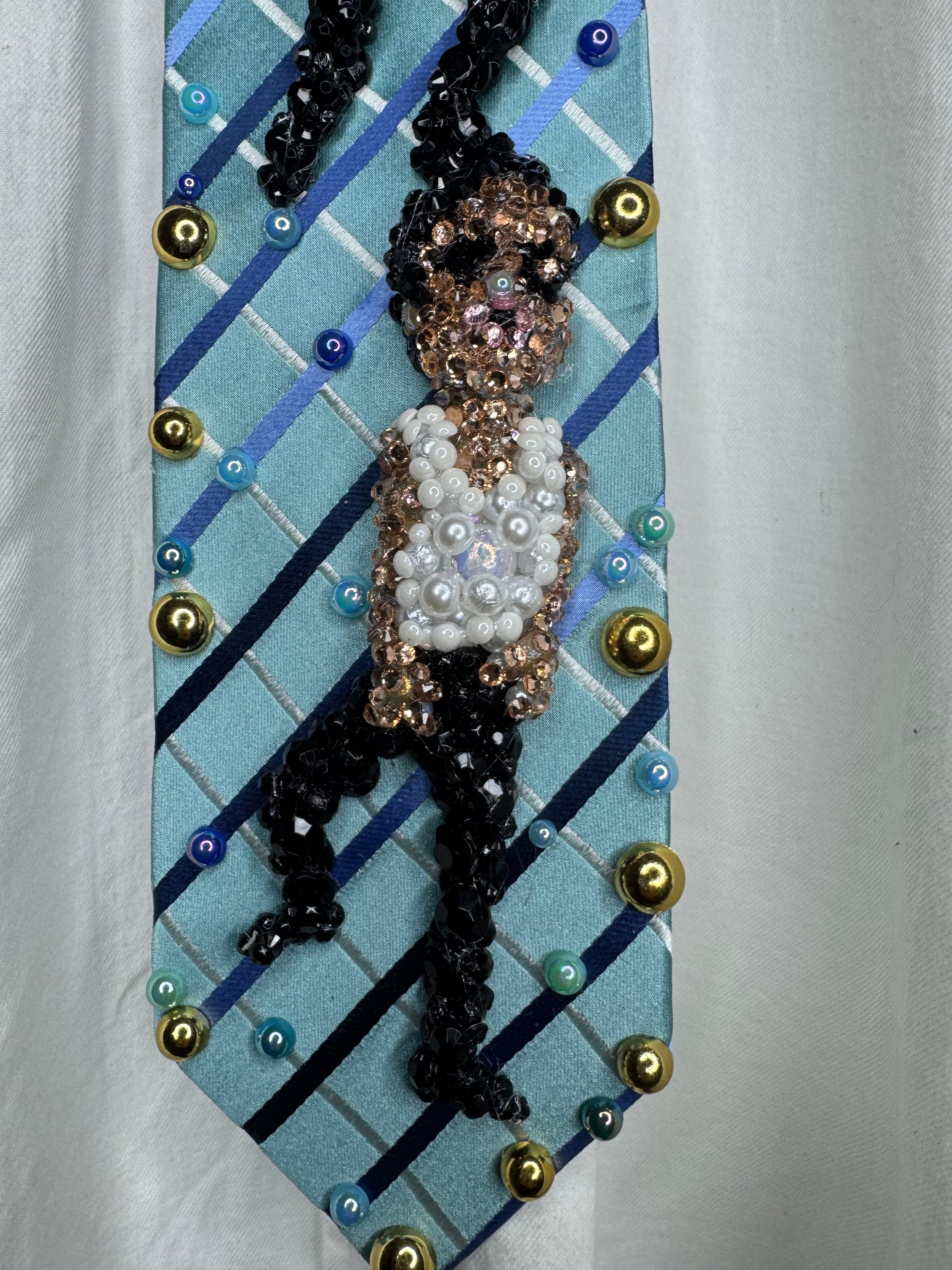 Light Blue Striped Michael Jackson Double Dance Scene From In the Closet Music Video Tie