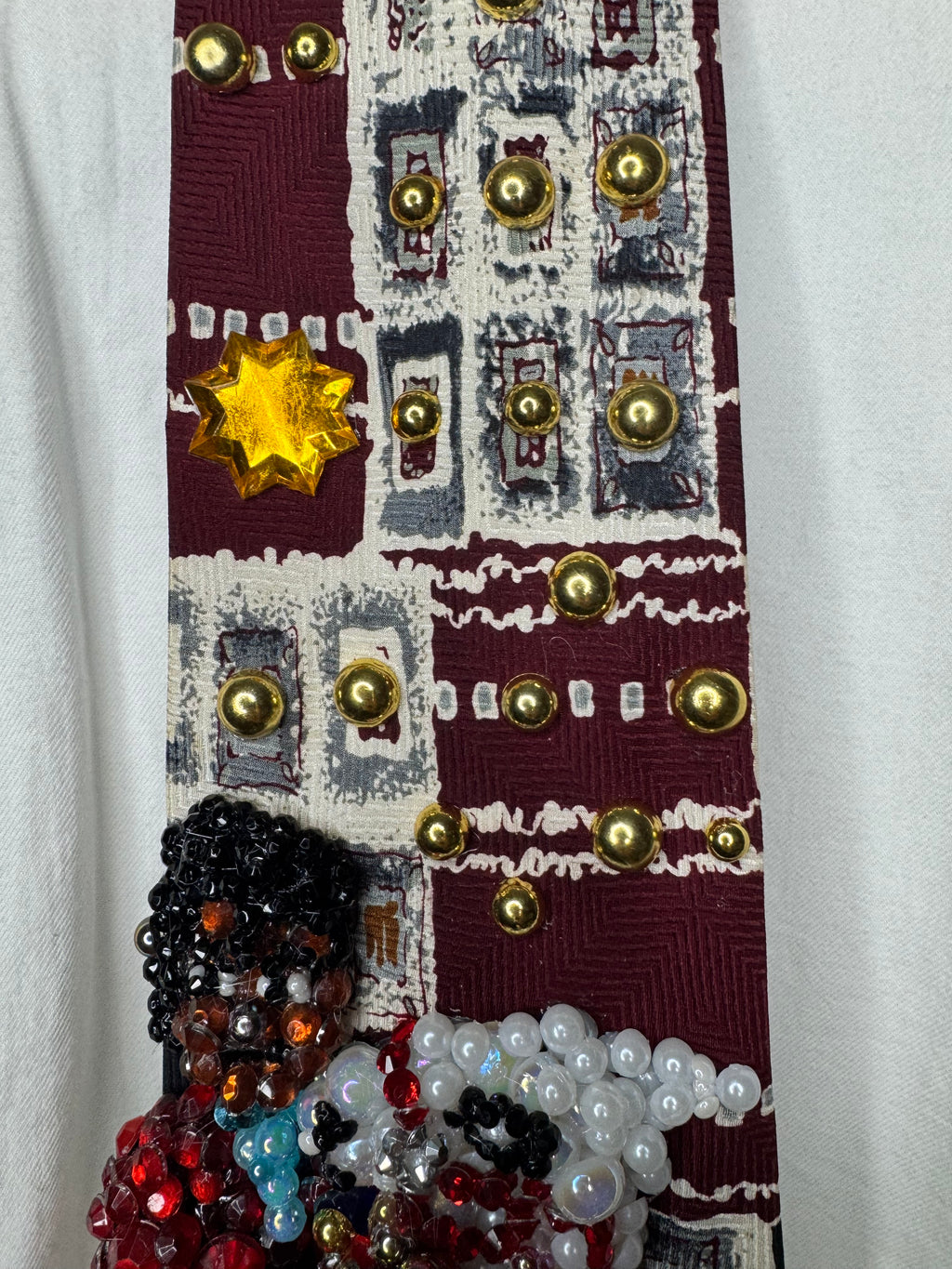 Burgundy and White Michael Jackson With His Exotic Pet Llama Louie Tie