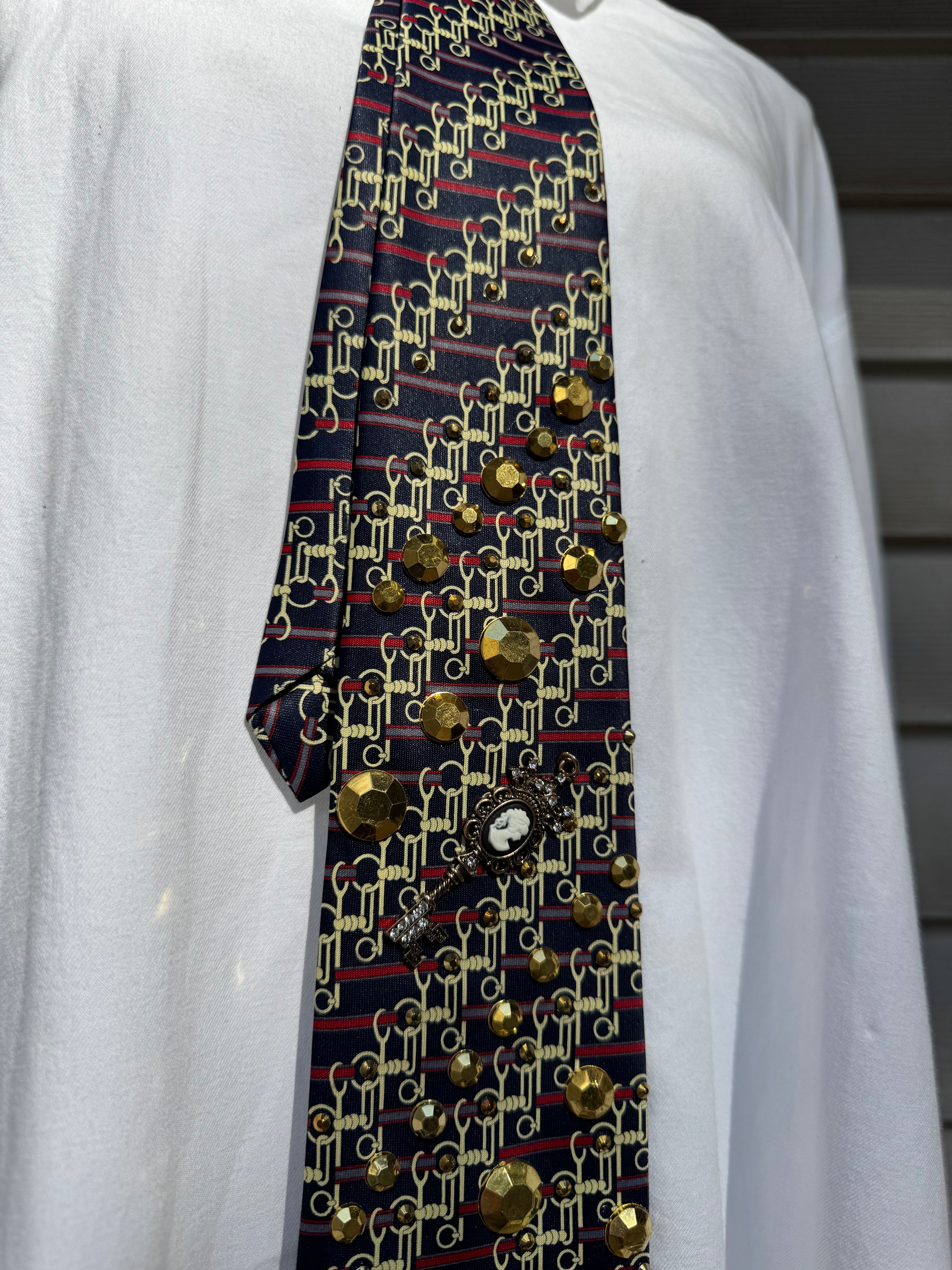 Navy Blue and Gold Locksmith Keys Royalty Tie