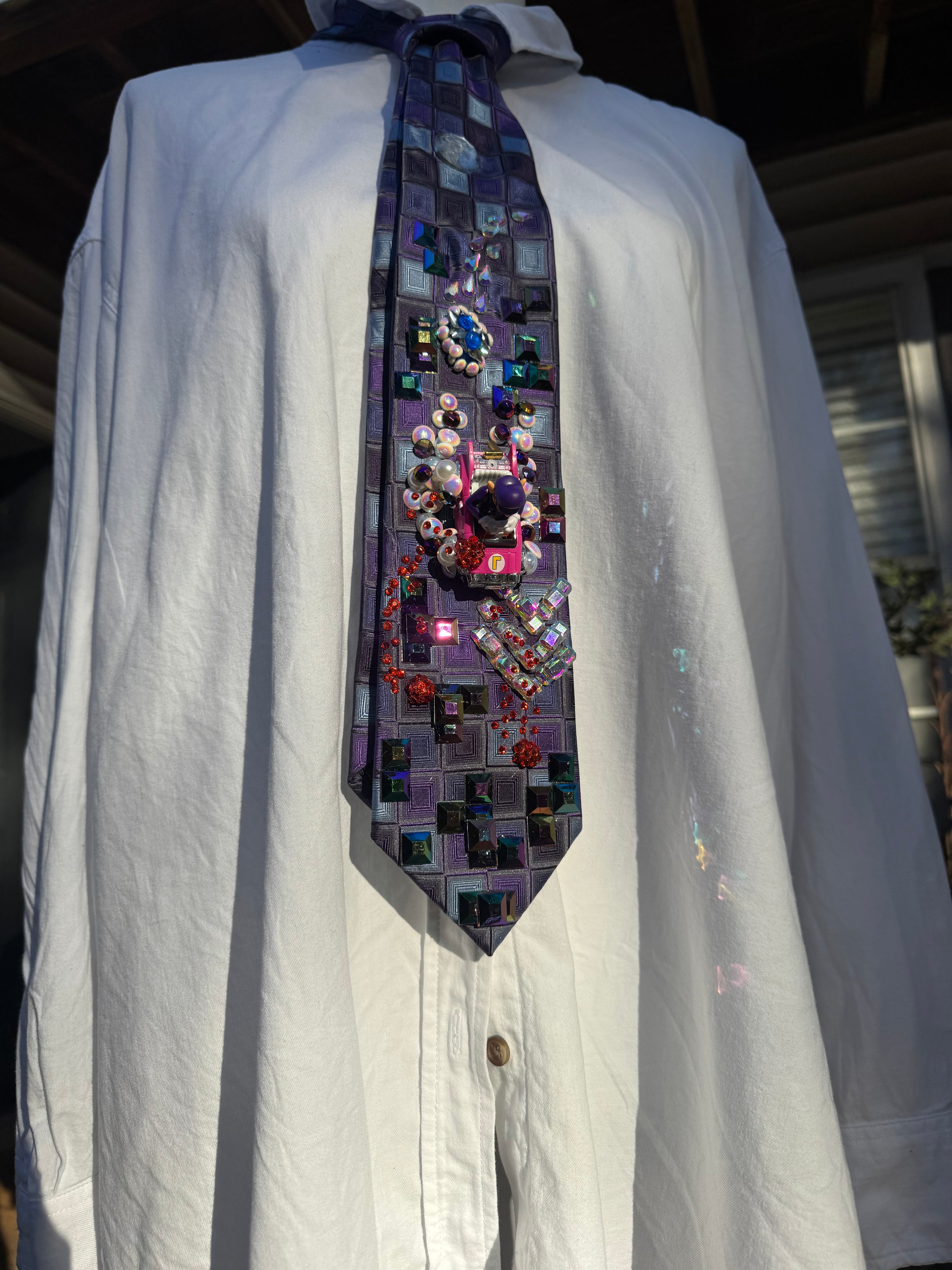 Purple Waluigi Dodging Blue Shell on Tetris Road 200cc Mario Kart Tie