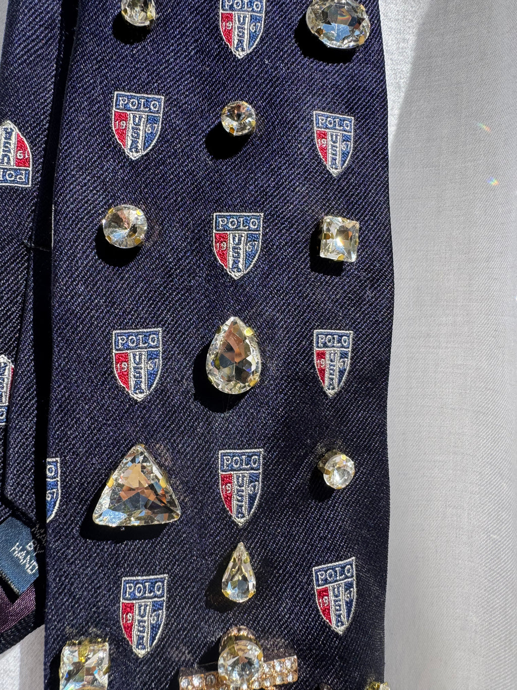 Navy Blue Polo Anchored Nautical High Class Royalty Tie