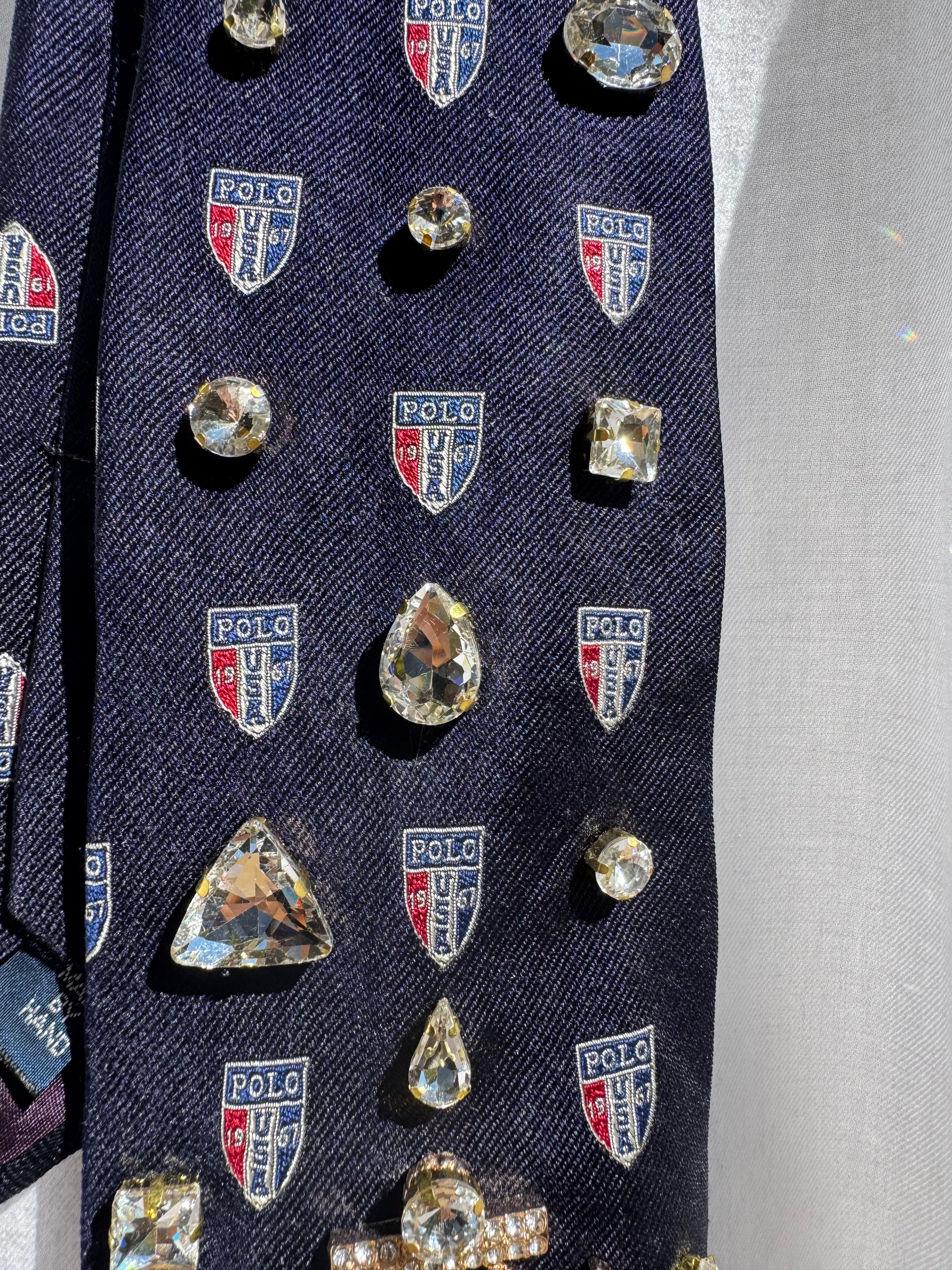 Navy Blue Polo Anchored Nautical High Class Royalty Tie