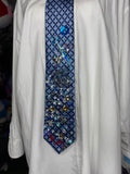 Light Blue Checkered Ocean Floor Aquatic Nature Tie