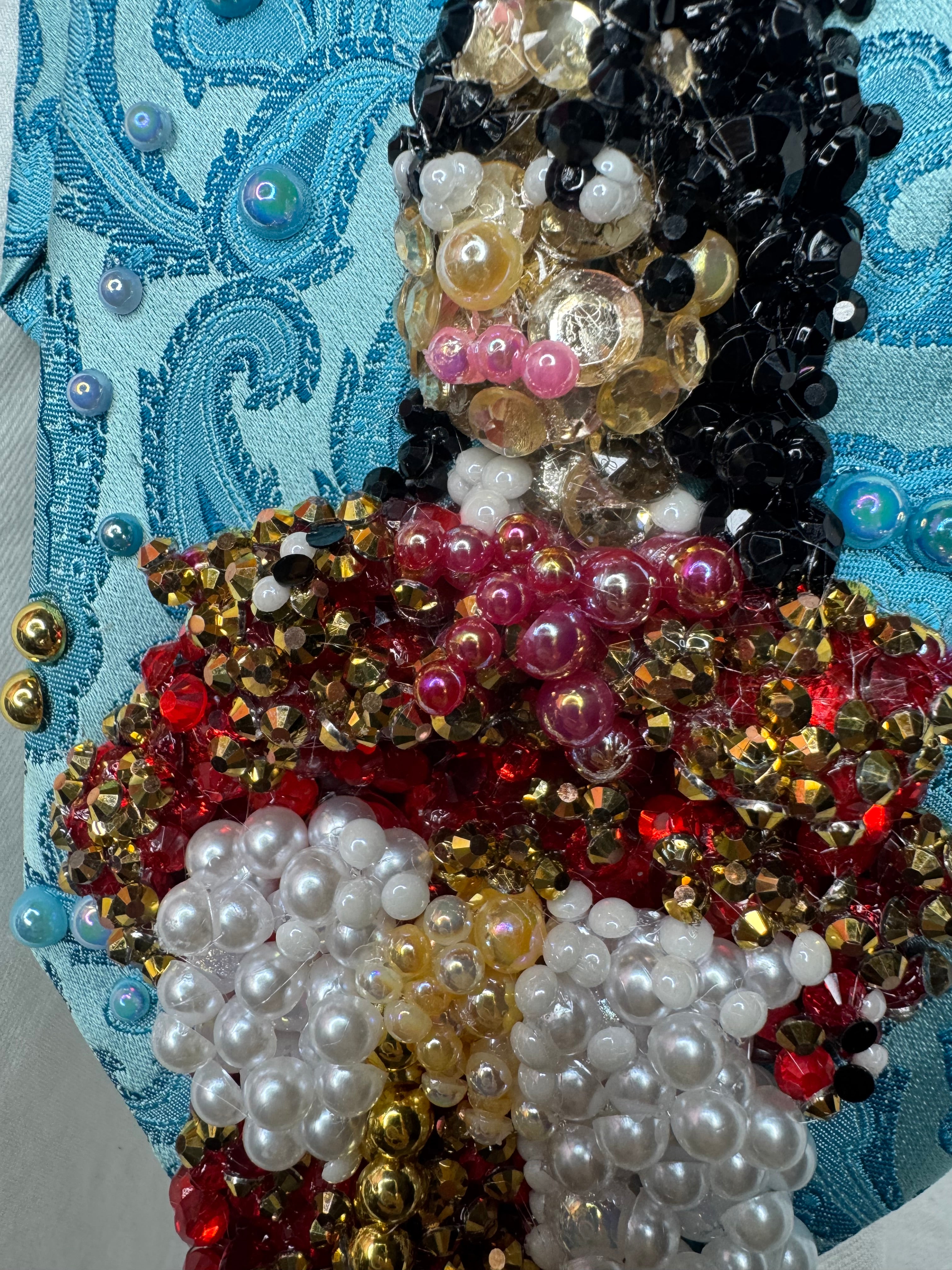Light Blue Paisley Michael Jackson in Red and Gold Chinese Royalty Outfit During His China Tour Bad Era Tie
