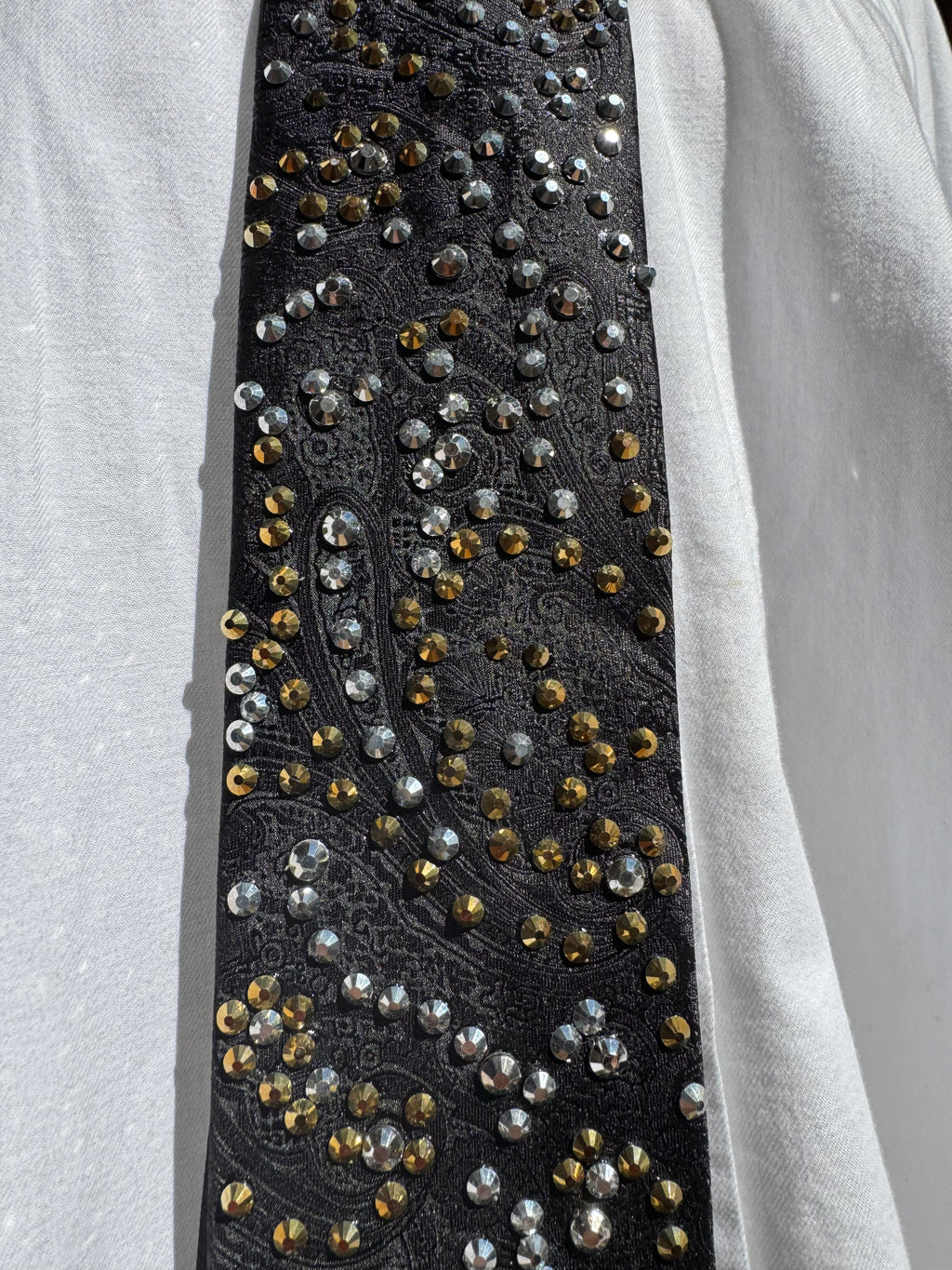 Black Paisley Silver Longhorn Western High Class Royalty Tie