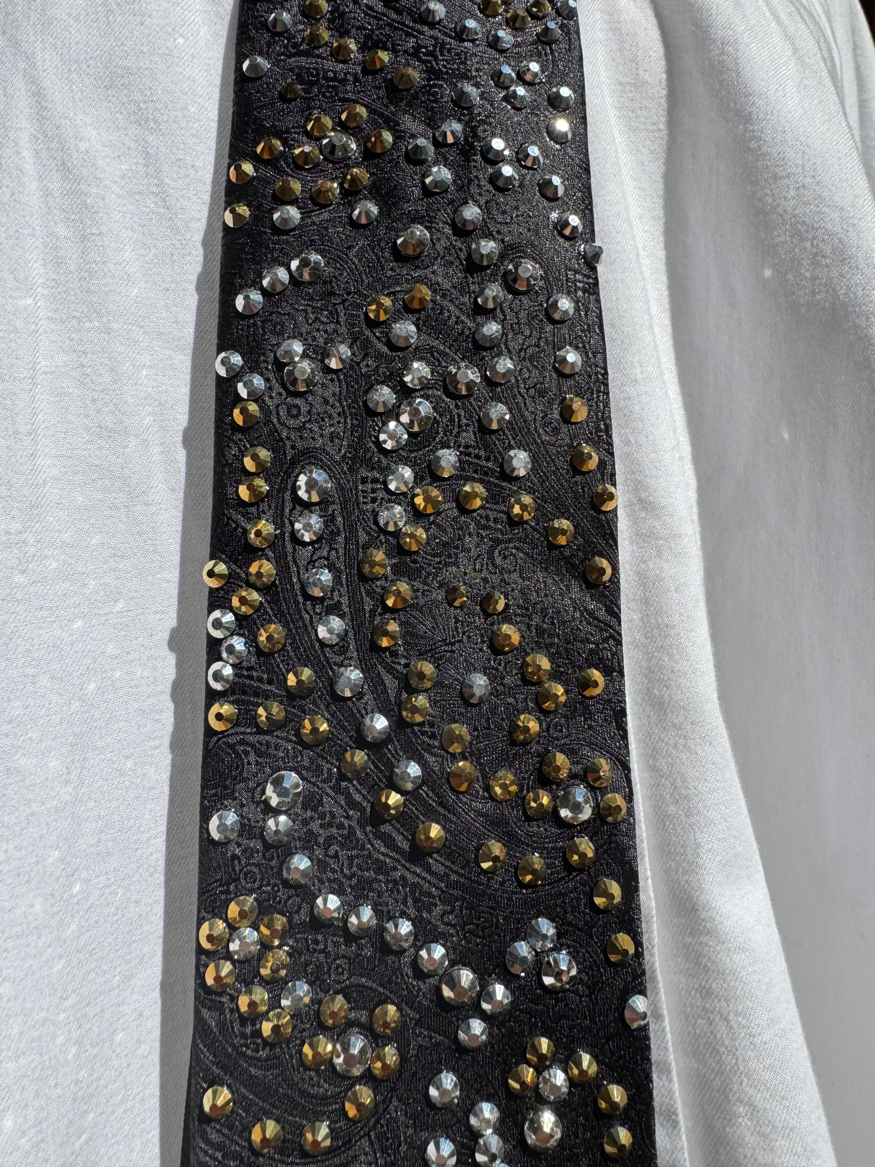 Black Paisley Silver Longhorn Western High Class Royalty Tie