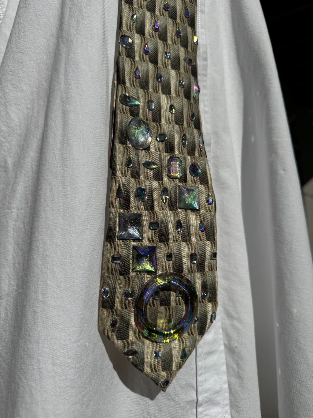 Beige Futuristic Iridescent Shapes Royalty Tie