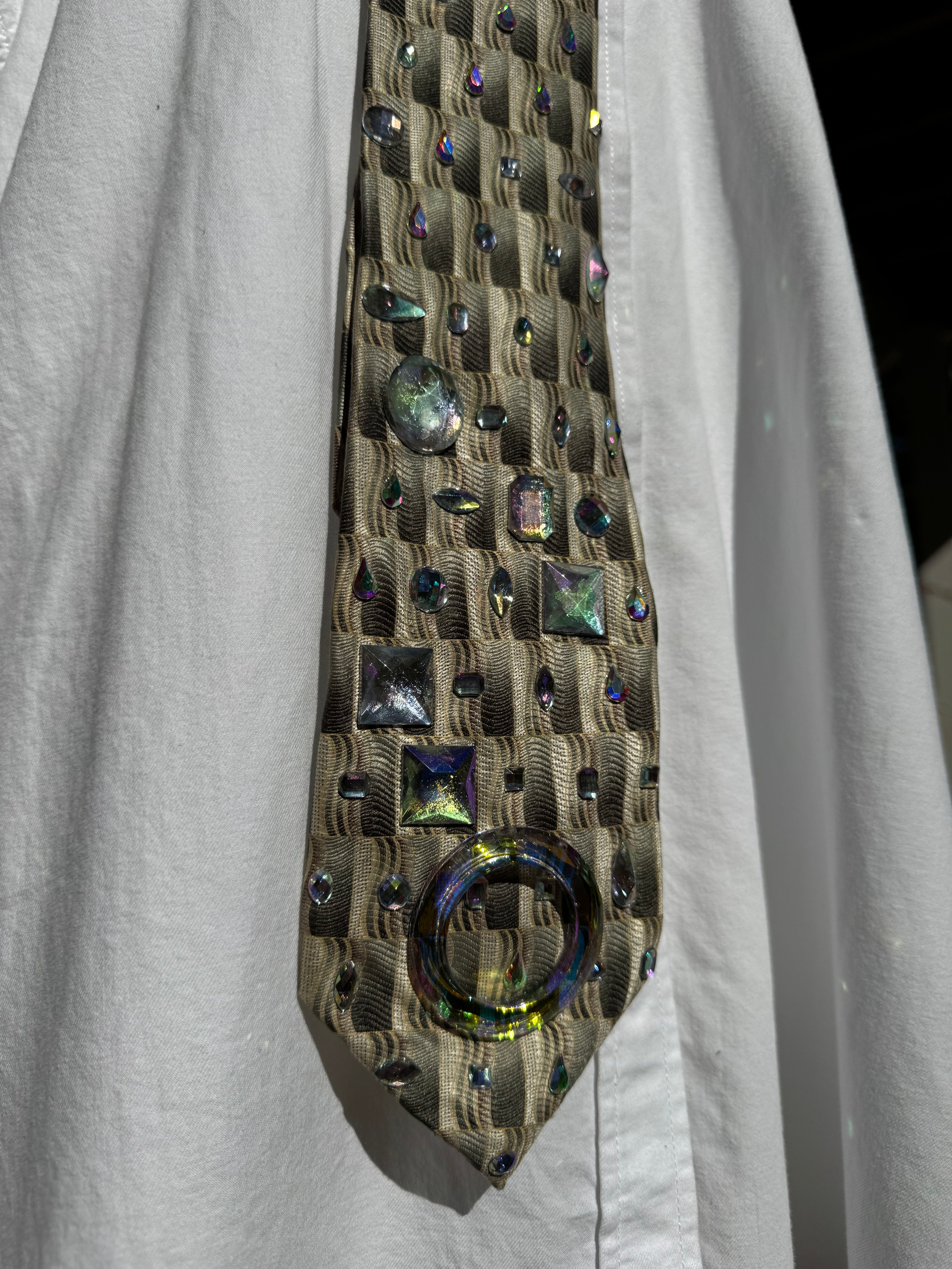 Beige Futuristic Iridescent Shapes Royalty Tie