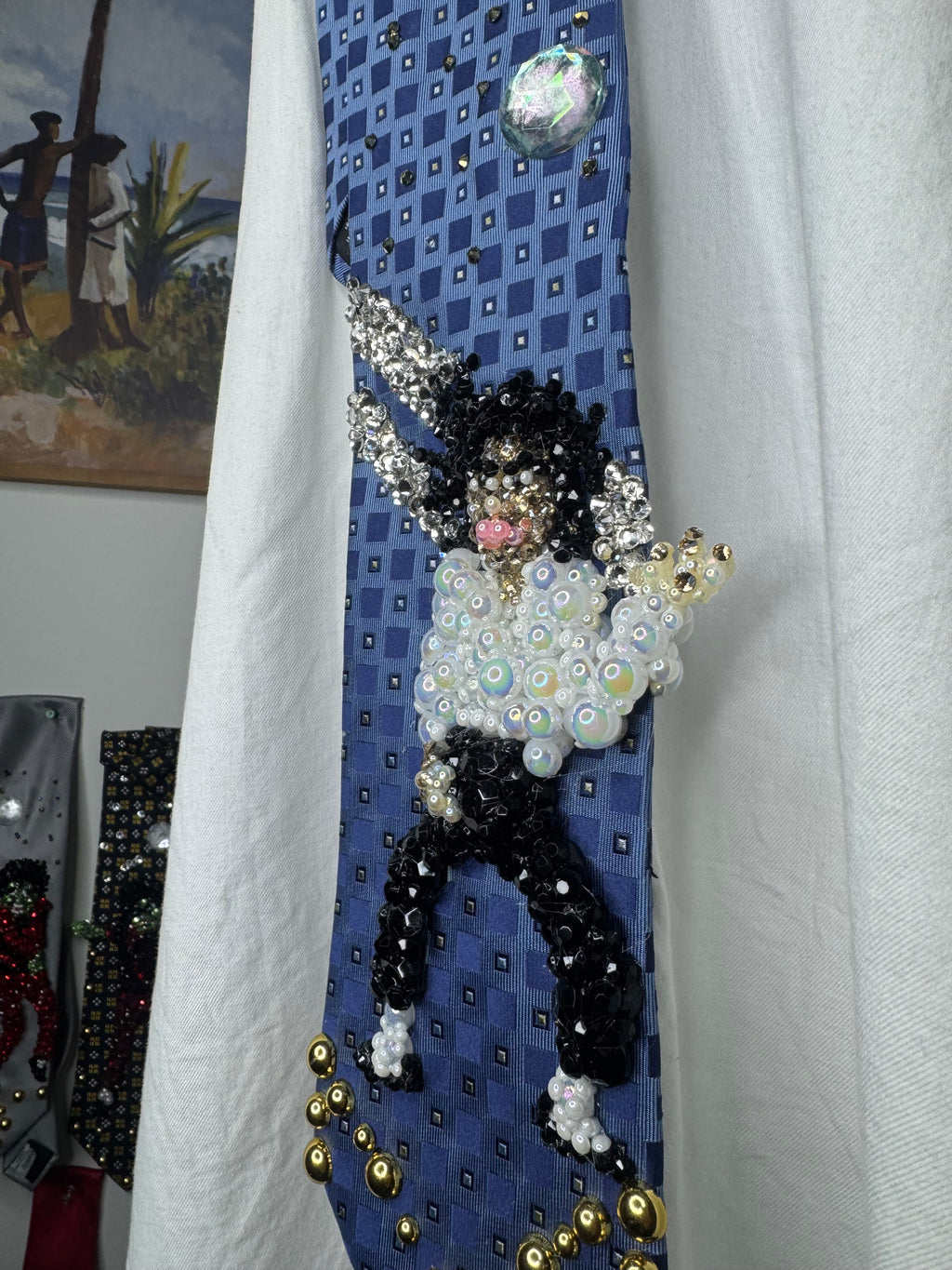 Blue Michael Jackson Hitting Wide Leg Arm Up & at Crotch Pose In Ghosts Short Film
