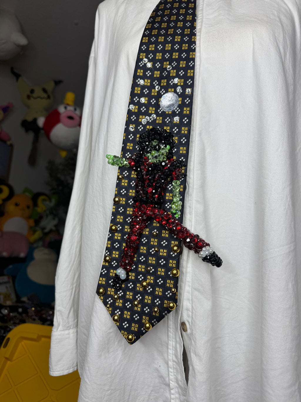 Black Michael Jackson Hitting Arm and Leg Star Jump Move in Thriller Music Video Tie