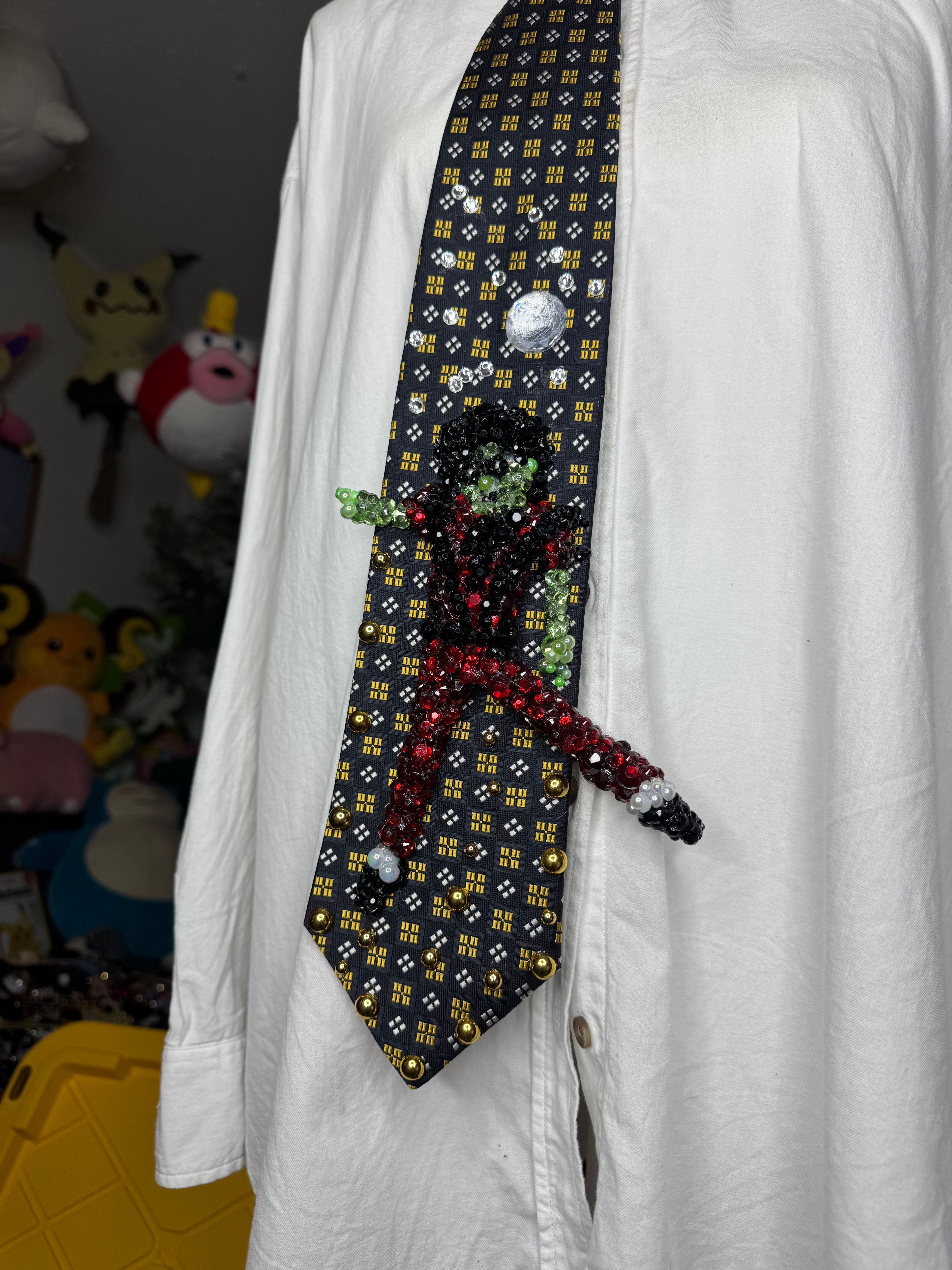 Black Michael Jackson Hitting Arm and Leg Star Jump Move in Thriller Music Video Tie