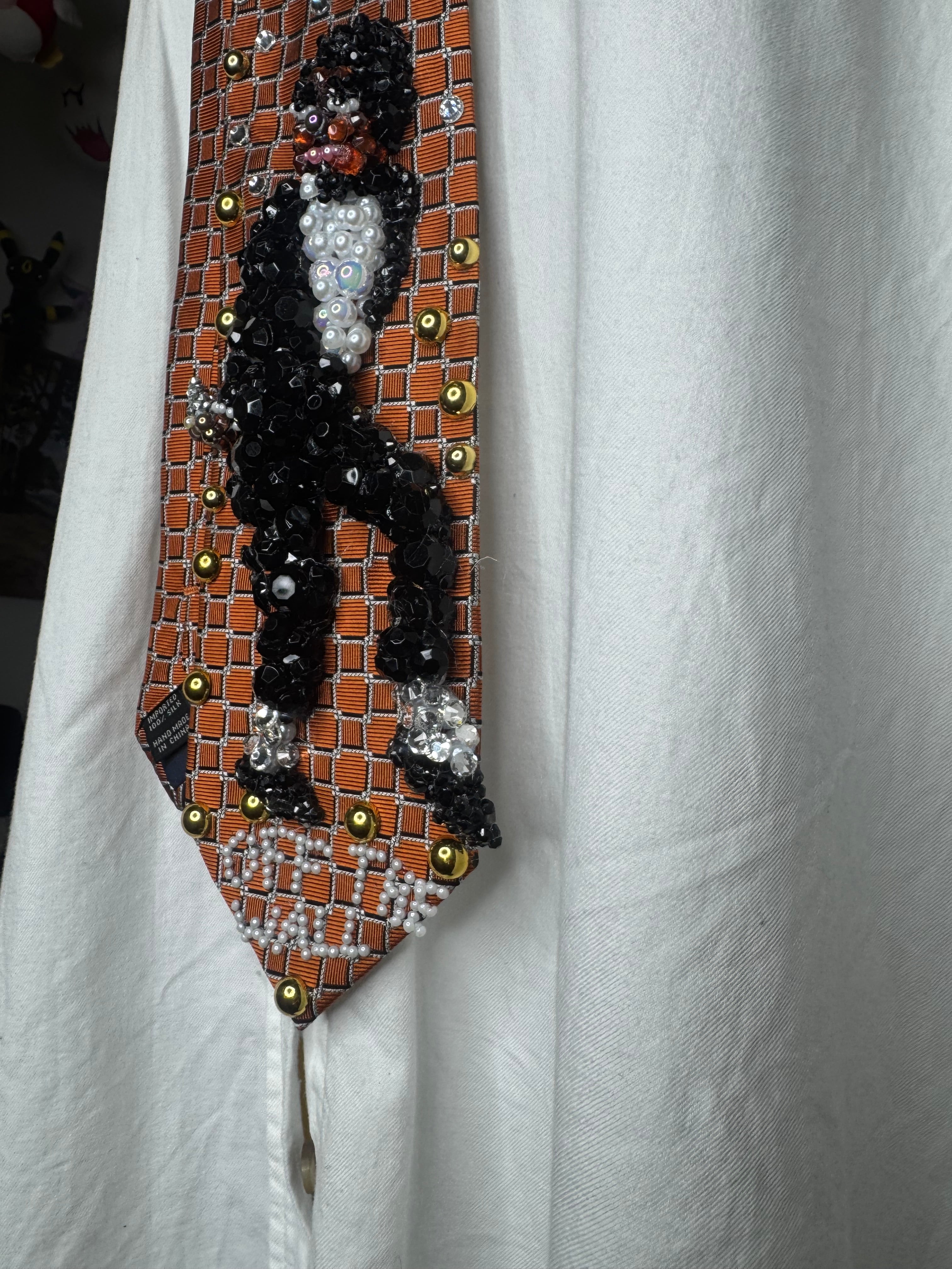 Orange Michael Jackson Holding Phone Hitting His Pose For Off The Wall Photoshoot Tie