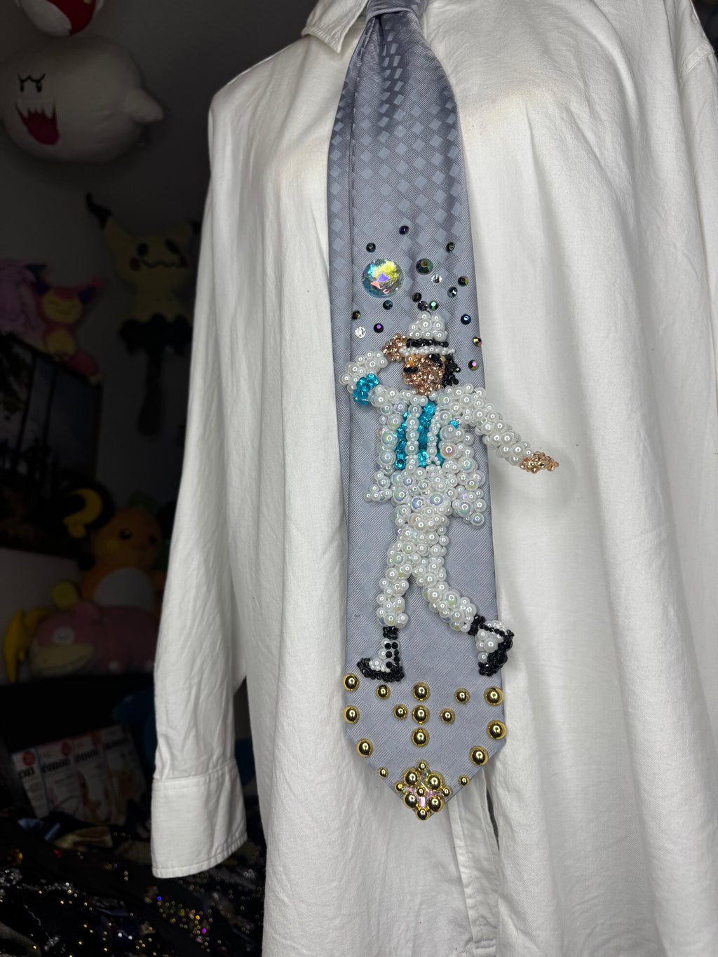Light Blue Michael Jackson Hitting Hat Grab Leaned Back Walk Move In Smooth Criminal Music Video Tie