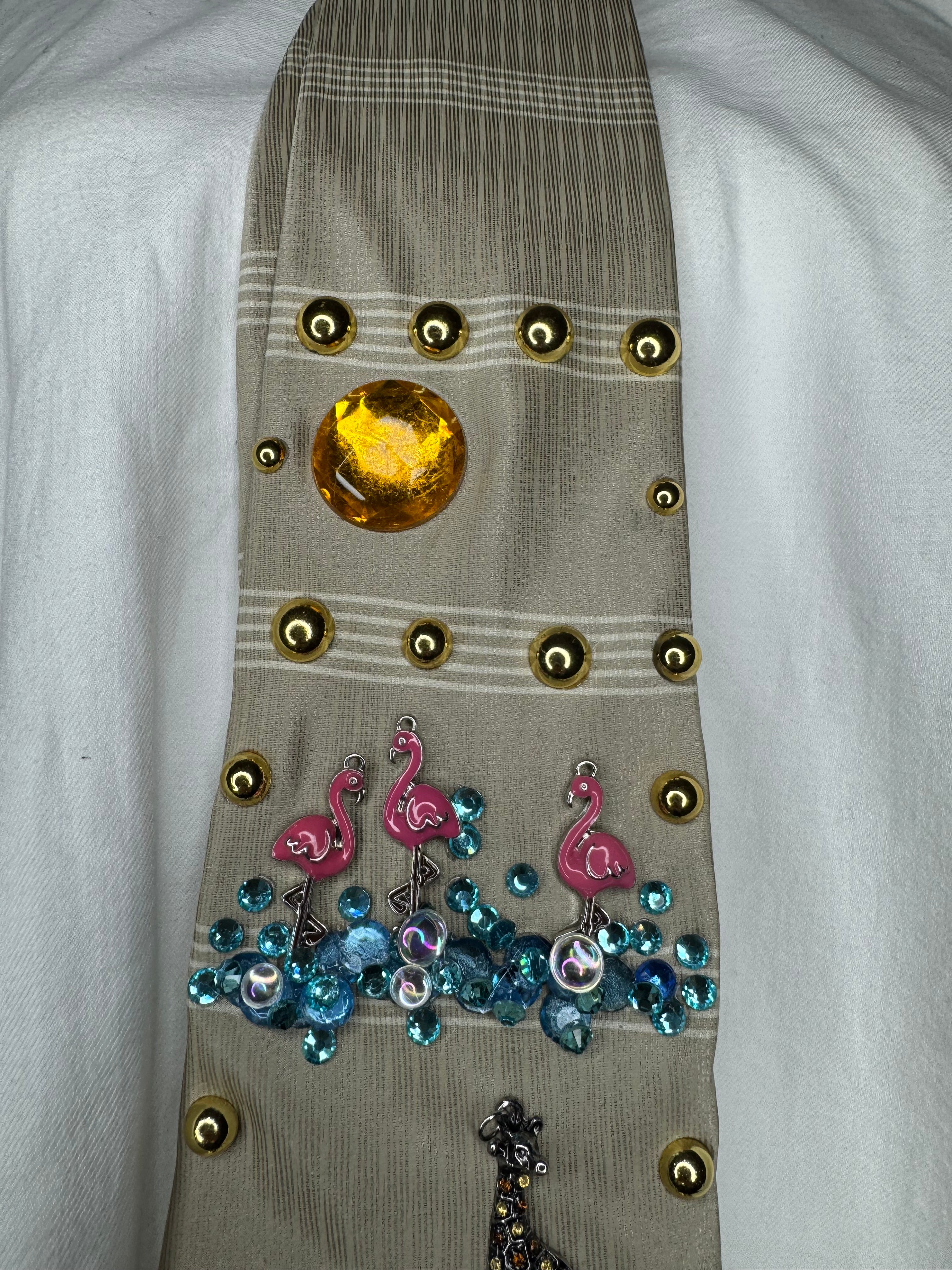 Beige Luxurious Peek of The Safari Nature Royalty Tie