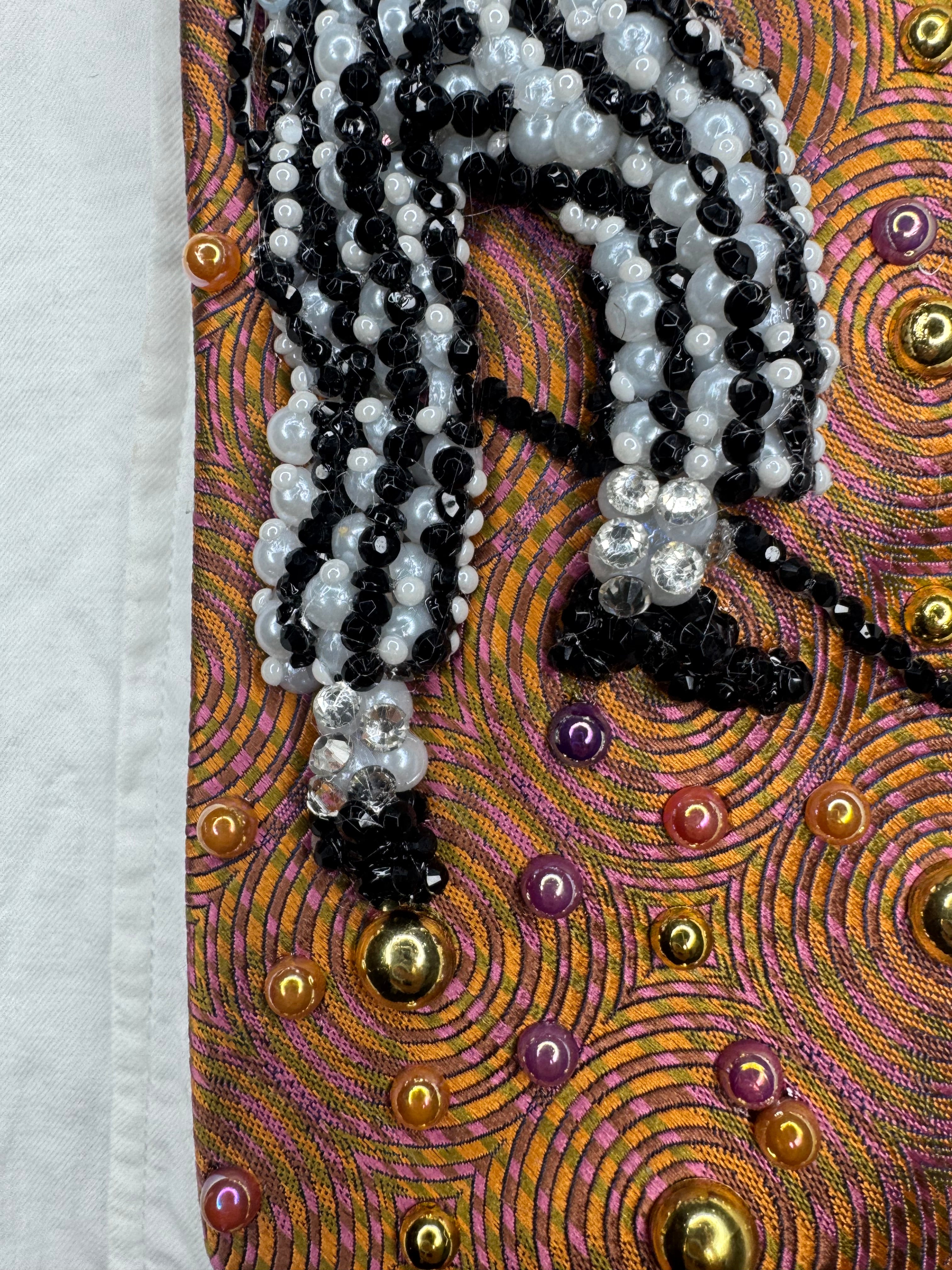 Orange Michael Jackson Striped Pants Reaching Out While Singing Pose Victory Tour 1984 Tie