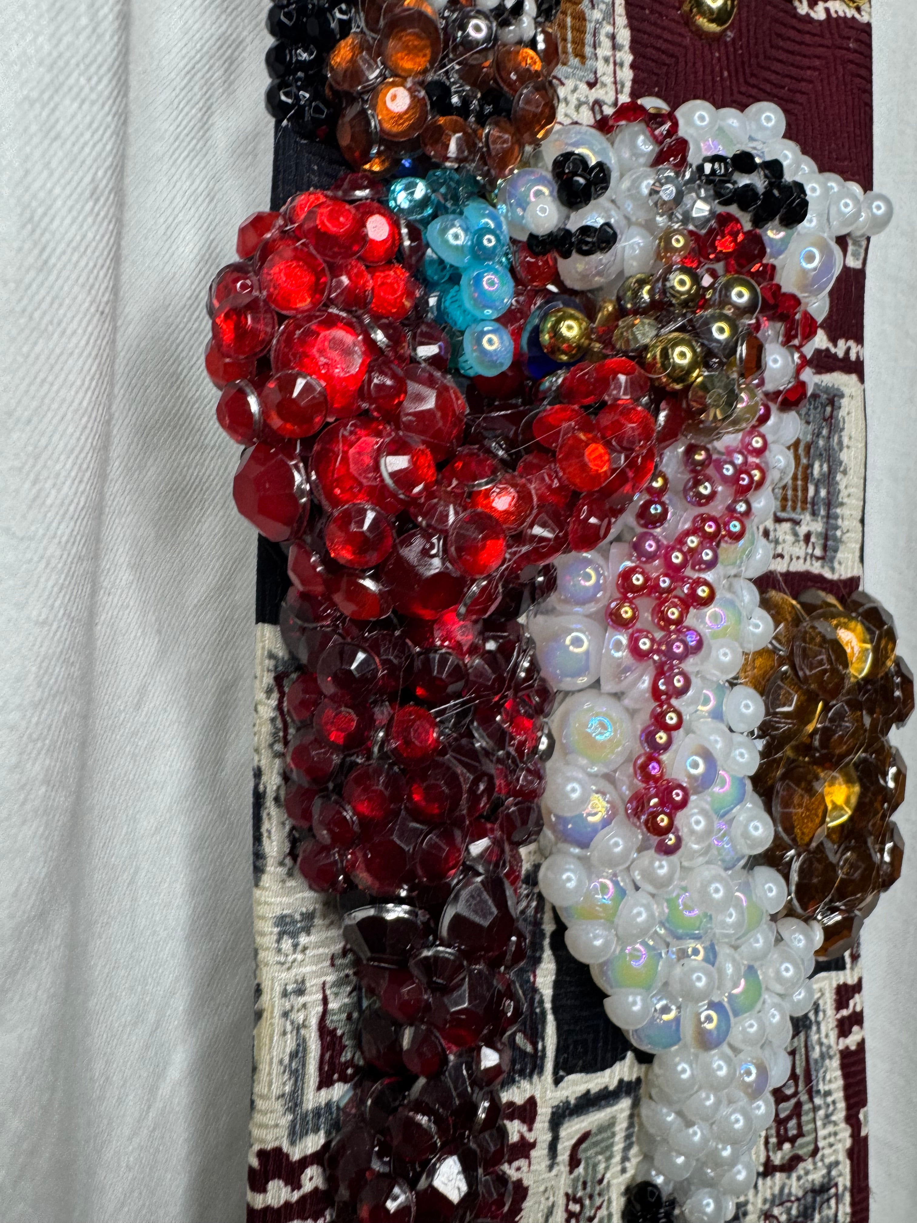 Burgundy and White Michael Jackson With His Exotic Pet Llama Louie Tie